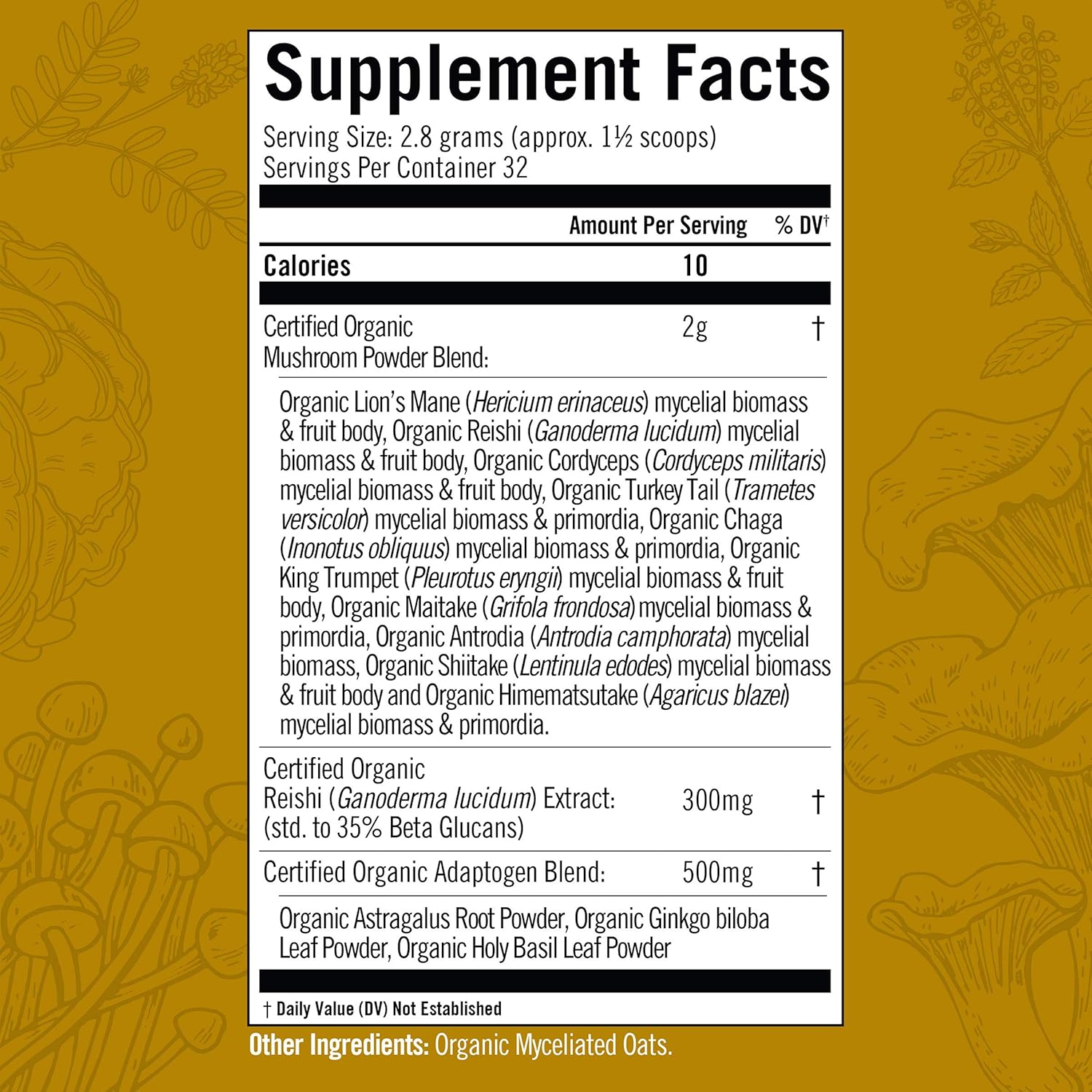 OM Mushrooms Master Blend Mushroom Powder – Organic Mushroom Supplement with 10 Mushrooms and Ashwagandha - Support Immunity, Gut Health & Stress Relief, 6.34 oz (80 Servings)