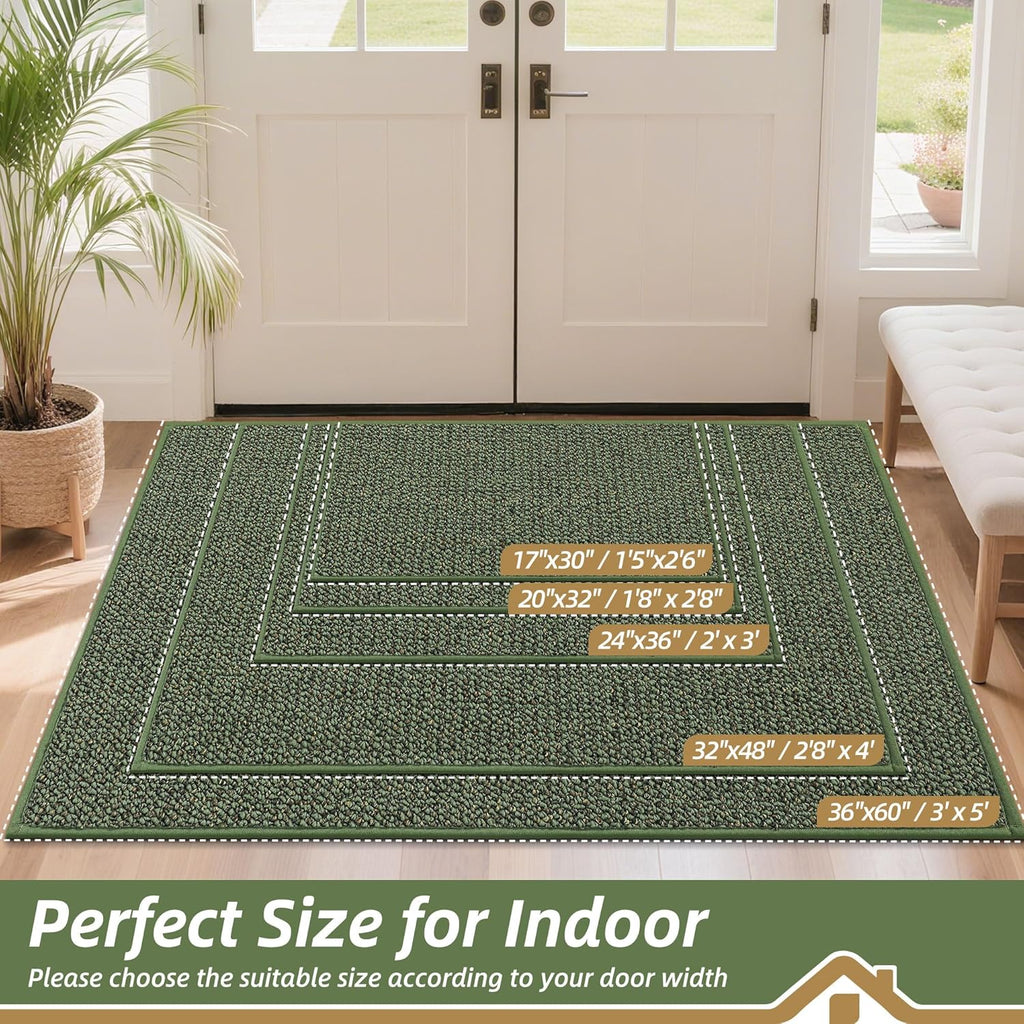 BEQHAUSE Dirt Trapper Door Mat 20" x 32", Non-Slip Washable Doormats Entrance Mat, Dirt Resistant and Absorbent Welcome Mat, Low Profile Floor Mats for Front Back Door and Entryway, Charcoal