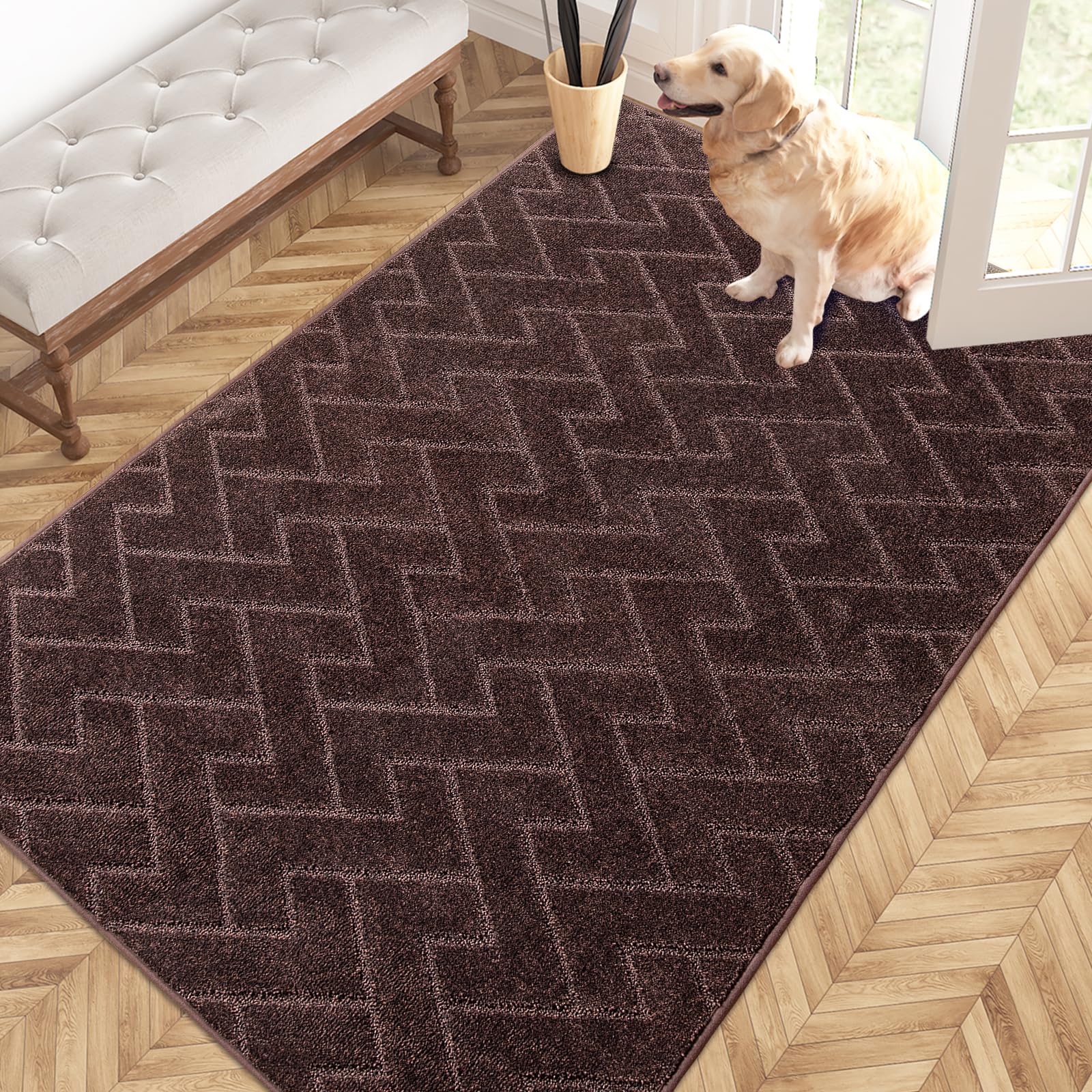 PURRUGS Dirt Trapping Door Mat 20" x 31.5", Non-Slip Machine Washable Entry Rug, Dog Doormat, Indoor Front Door Mat, Super Absorbent Entryway Rug for Muddy Shoes & Paws, Taupe