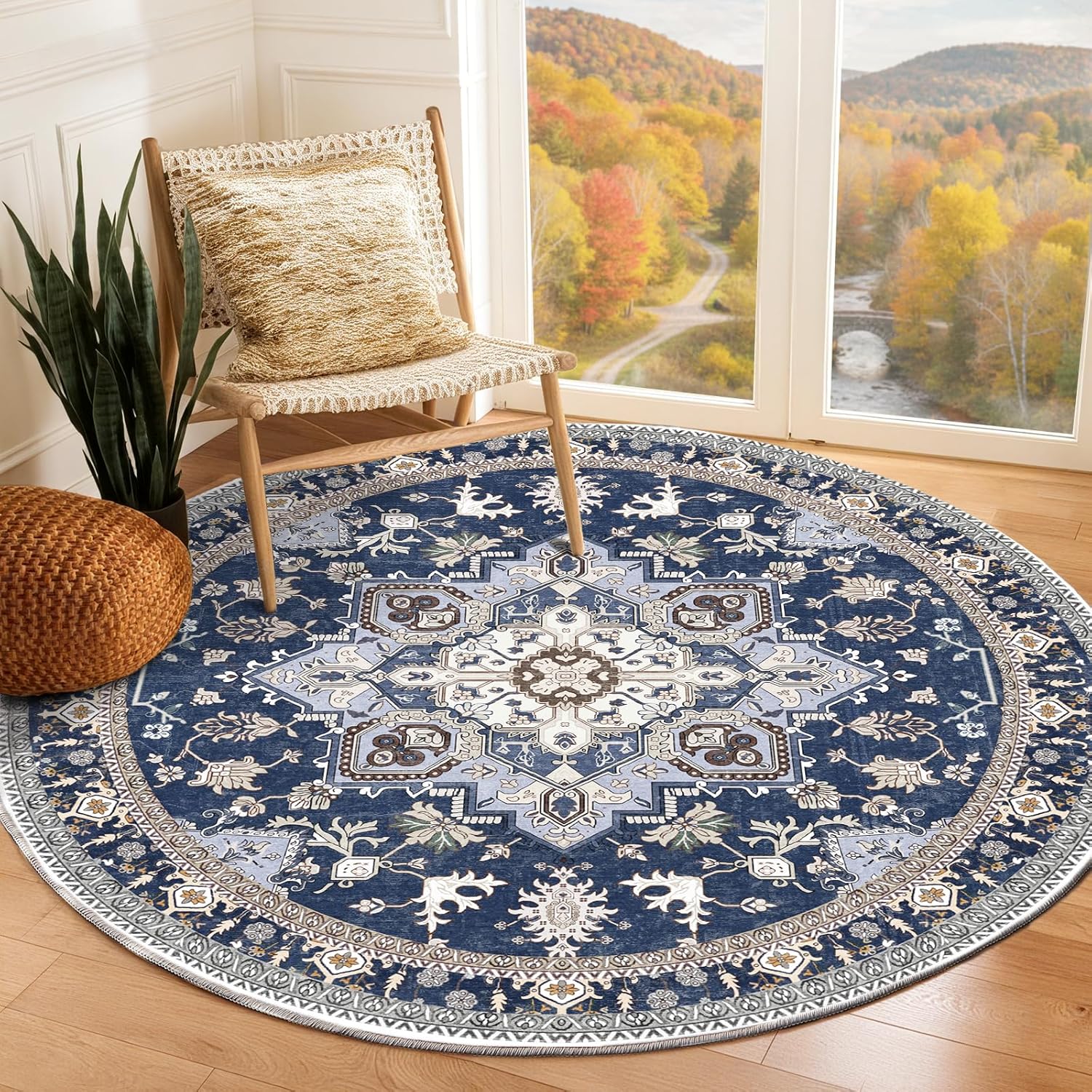 OPPODREAM Soft Area Rugs 5x7, 5x7 Washable Rug with Non Slip Backing, 5 x 7 Faux Cashmere Low-Pile Carpet, Brown