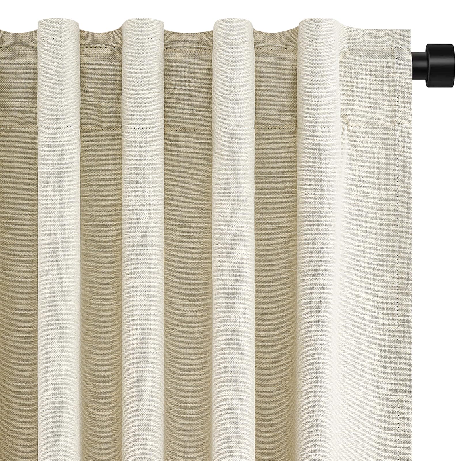 Topfinel Cream Linen Blackout Curtains 84 Inch Long for Bedroom Living Room, Ivory Pinch Pleat Back Tab Full Blackout Drapes Farmhouse Boho Curtains for Window, White Neutral Curtains 52" X 84" 7 FT