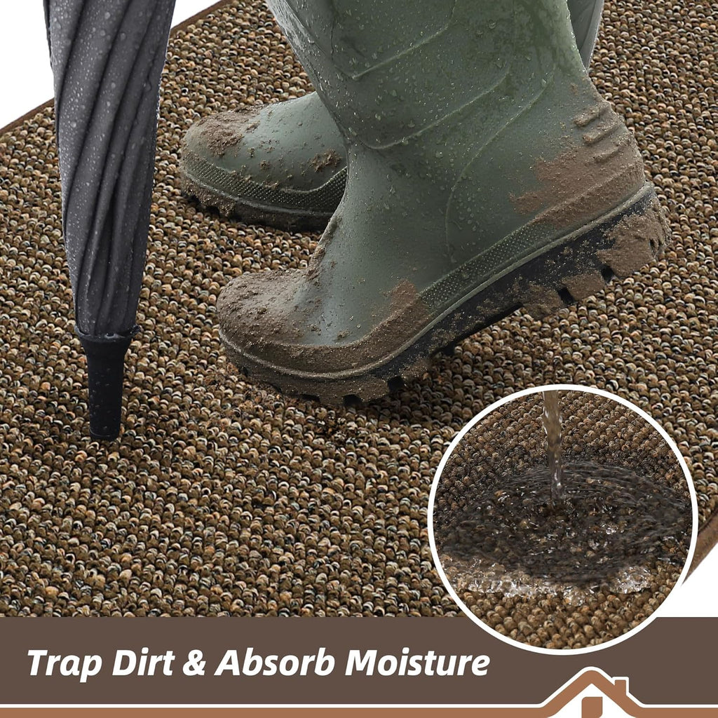 BEQHAUSE Dirt Trapper Door Mat 20" x 32", Non-Slip Washable Doormats Entrance Mat, Dirt Resistant and Absorbent Welcome Mat, Low Profile Floor Mats for Front Back Door and Entryway, Charcoal