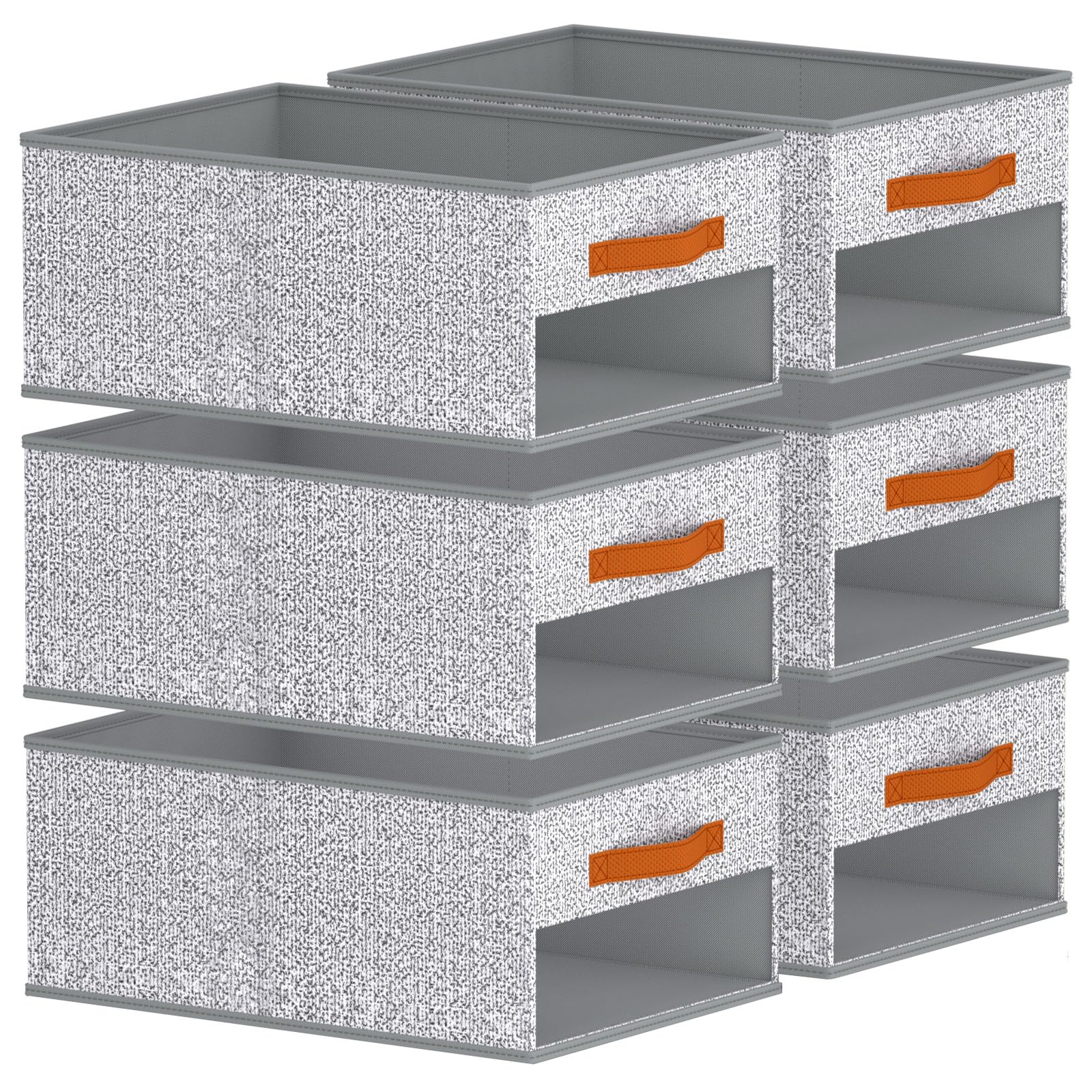 Homsorout Clothes Organizers and Storage - 4/5/7 Grids Fabric Jeans Organizer with Handles, Foldable Closet Organizers Dividers, Wardrobe organizer for Pant, Sweater, T-shirt, Scarf, 6 Pack, Beige