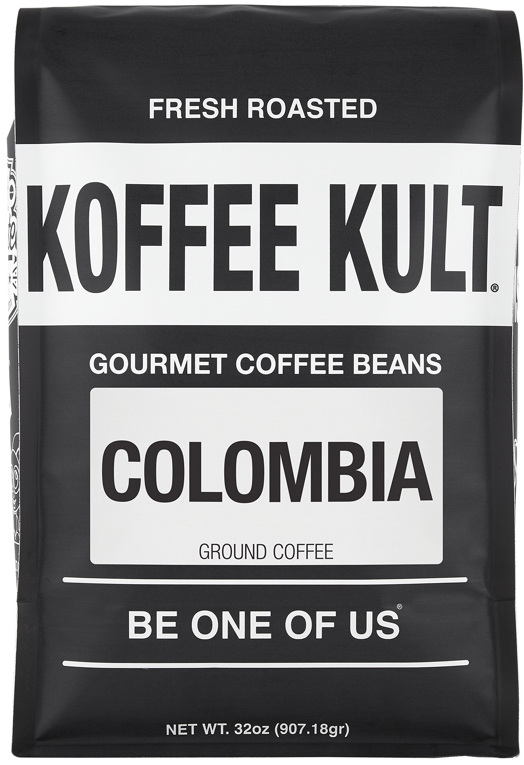 Koffee Kult Dark Roast Whole Bean Coffee - Small Batch 100% Arabica Gourmet Blend, Smooth and Well Balanced Artisan Roasted in 32oz Resealable Package