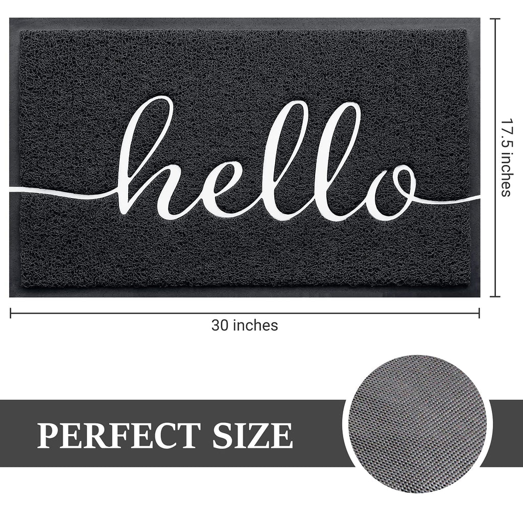 Door Mat (30"x17.5",Black), Welcome Mat Low Profile Front Doormat Floor Mat Non Slip Rugs for Entryway, Patio, High Traffic Areas