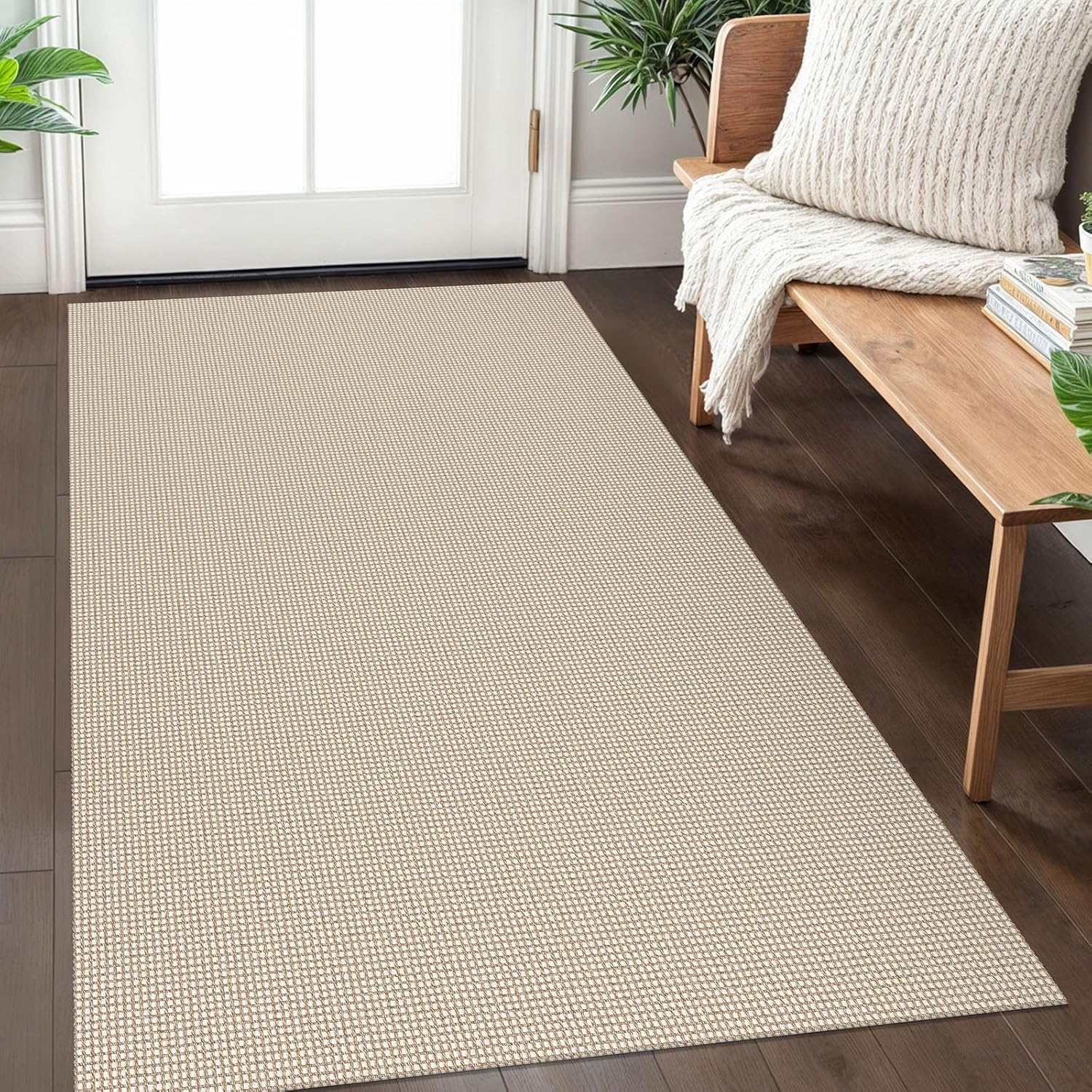 IOHOUZE Small Area Rug 2x3 Washable Woven Rugs for Entryway Non Slip Rubber Backed Kitchen Rugs Indoor Outdoor Doormat Throw Rug Floor Carpet for Entrance Front Door, Orange/Tan/Brown