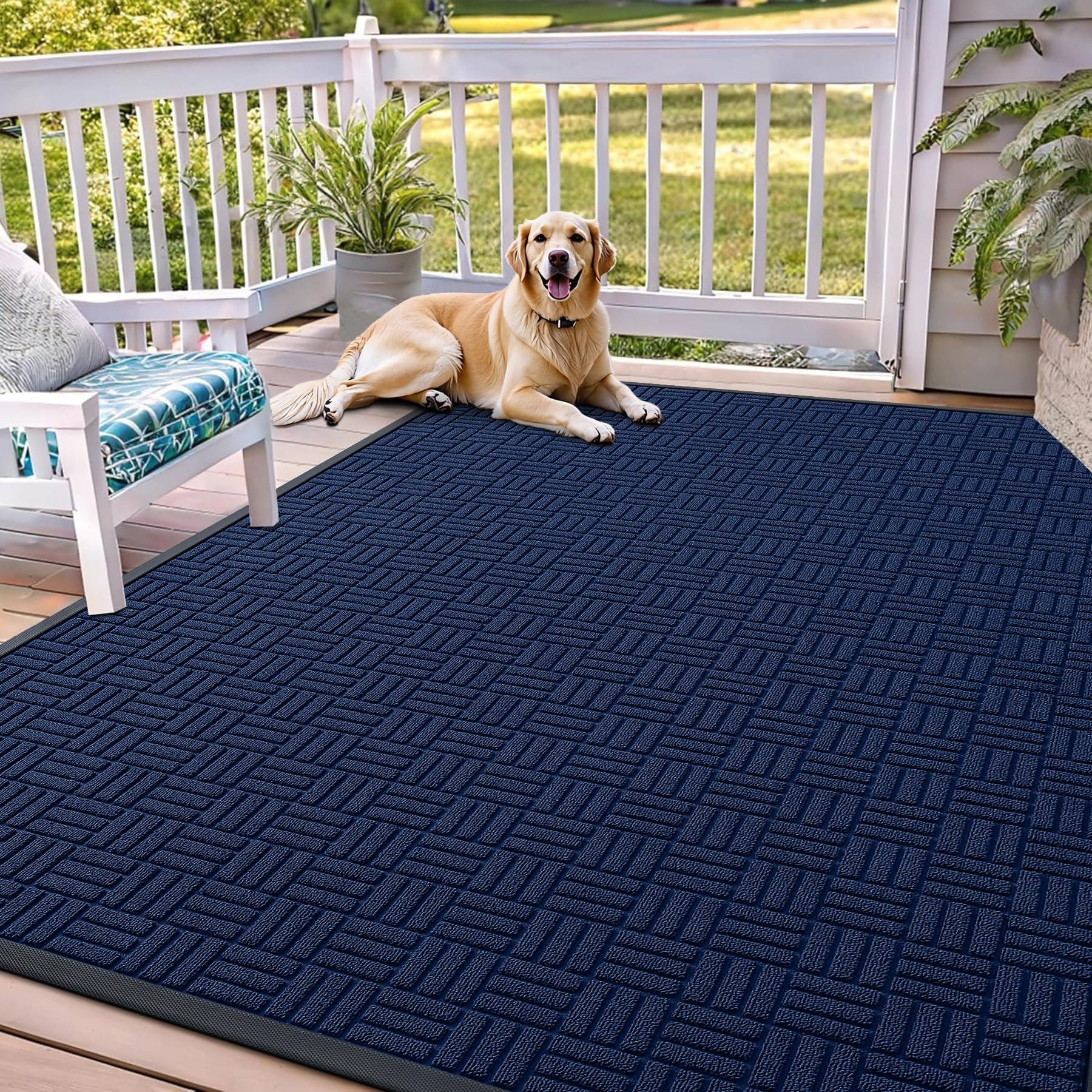 OLANLY Front Door Mat Outside Entrance 29.5x17, Absorbent, Heavy Duty Sturdy Natural Rubber Doormat Indoor Outdoor, Stain and Fade Resistant, Non-Slip Backing Low Profile Floor Mat for Entryway, Grey