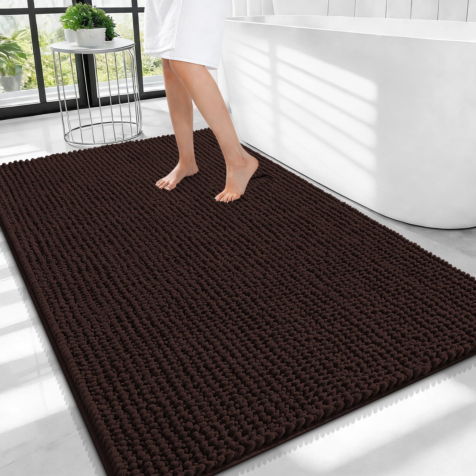 OLANLY Thick Bathroom Rugs 30x20, Extra Soft Absorbent Chenille Bath Rugs, Rubber Backing, Machine Wash Dry, Bath Mats for Bathroom Floor, Tub and Shower, Home Decor Accessories, Grey