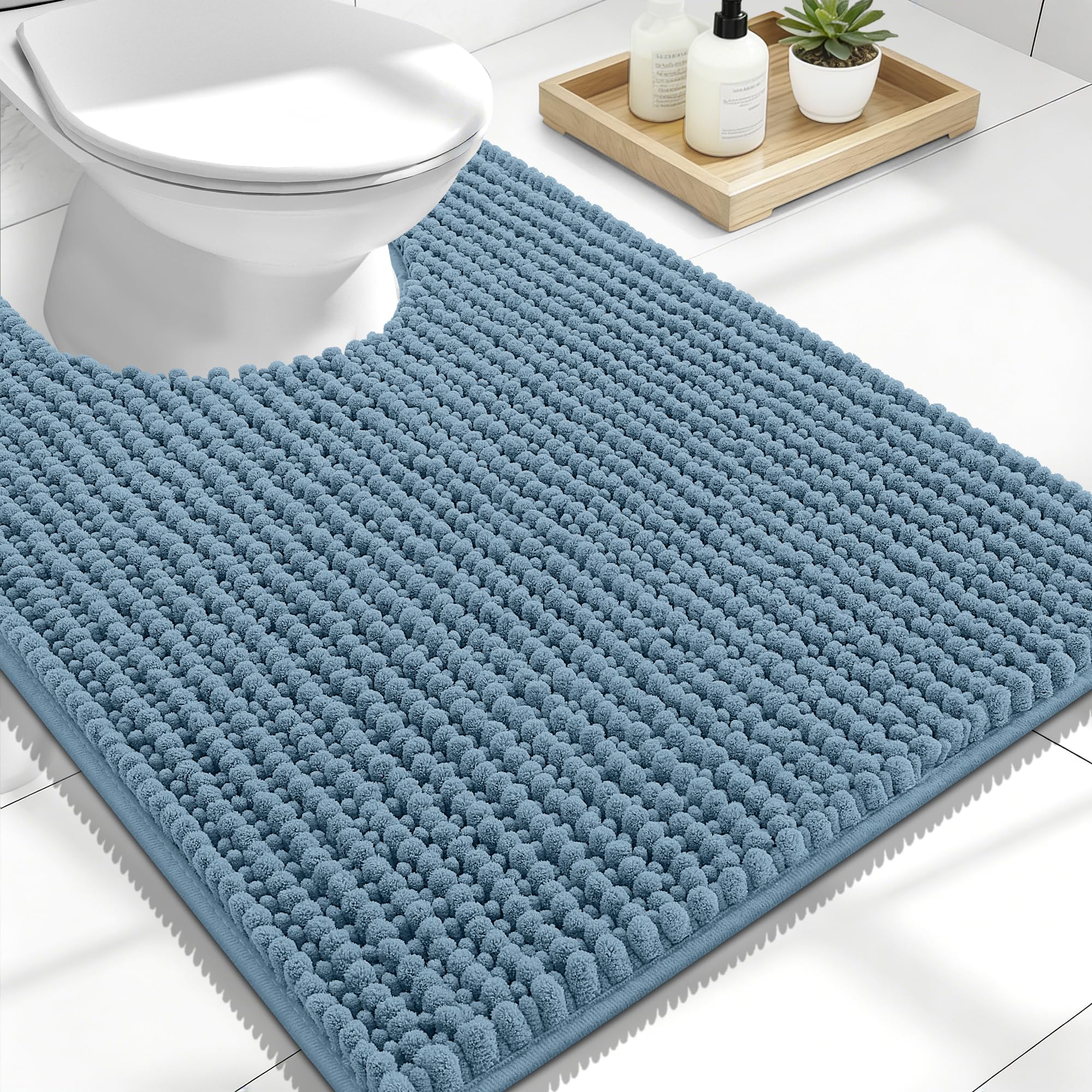 OLANLY Thick Bathroom Rugs 30x20, Extra Soft Absorbent Chenille Bath Rugs, Rubber Backing, Machine Wash Dry, Bath Mats for Bathroom Floor, Tub and Shower, Home Decor Accessories, Grey