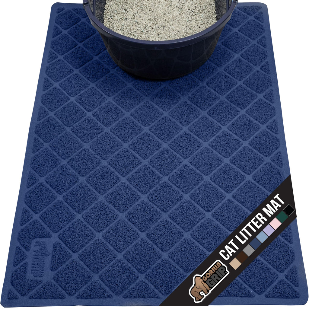 GORILLA GRIP Cat Litter Box Mat, Water Resistant, US Designed Kitty Litter Trapping Mats, Easy to Clean, Scatter Control, Less Mess and Clean Floors, Kitten Supplies for Indoor Cats, 24x17 Grey