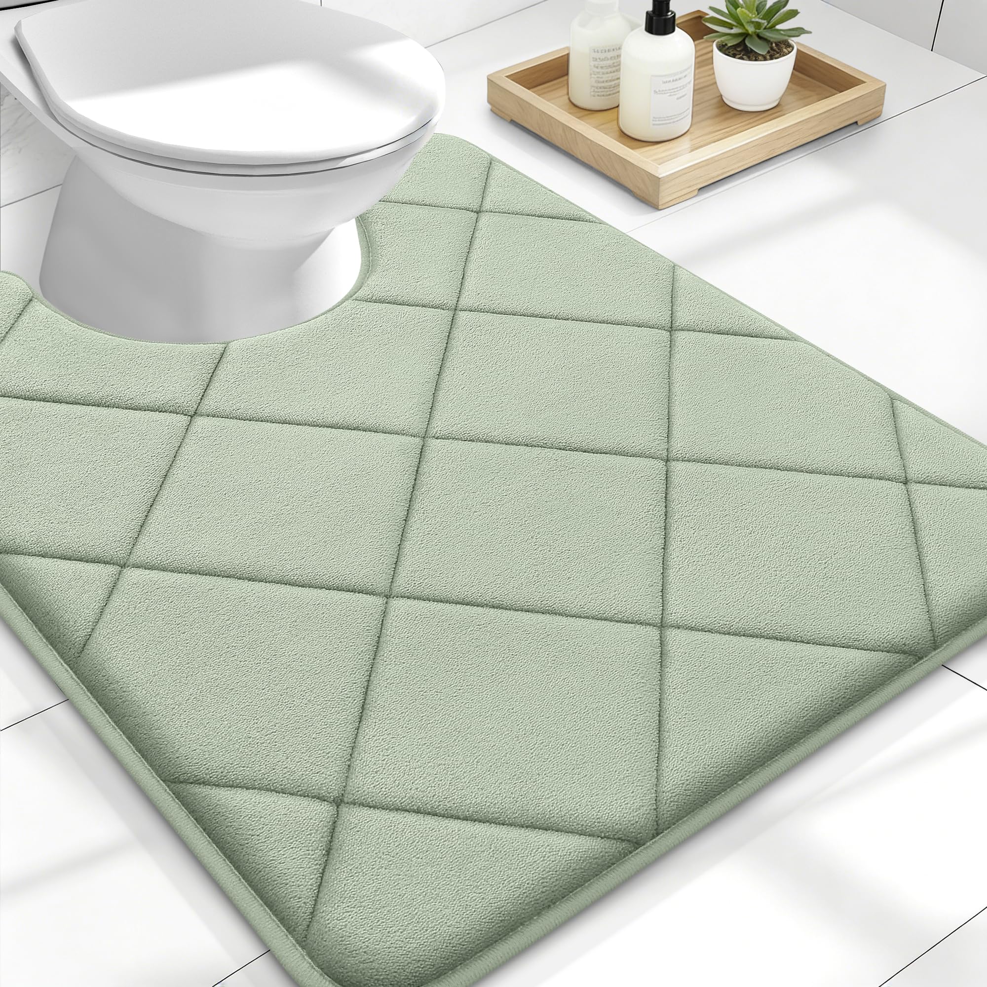 OLANLY Memory Foam Bath Mat 30x20, Ultra Soft and Absorbent Bathroom Rugs, Machine Washable, Comfortable Bath Carpet for Bathroom Floor, Tub and Shower, Black