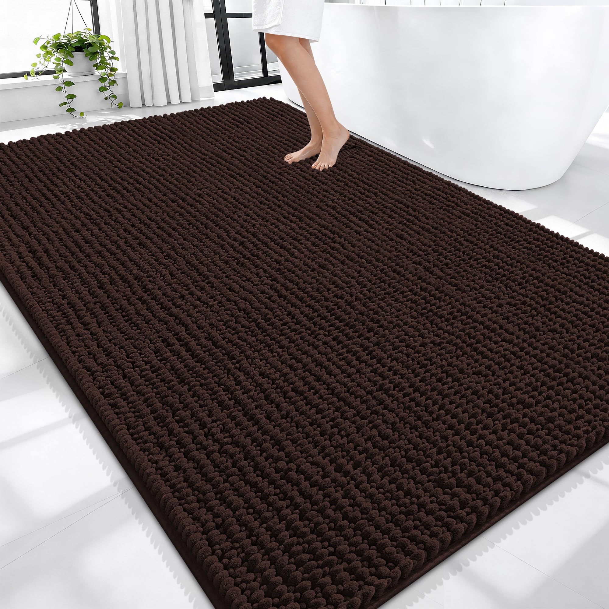 OLANLY Thick Bathroom Rugs 30x20, Extra Soft Absorbent Chenille Bath Rugs, Rubber Backing, Machine Wash Dry, Bath Mats for Bathroom Floor, Tub and Shower, Home Decor Accessories, Grey
