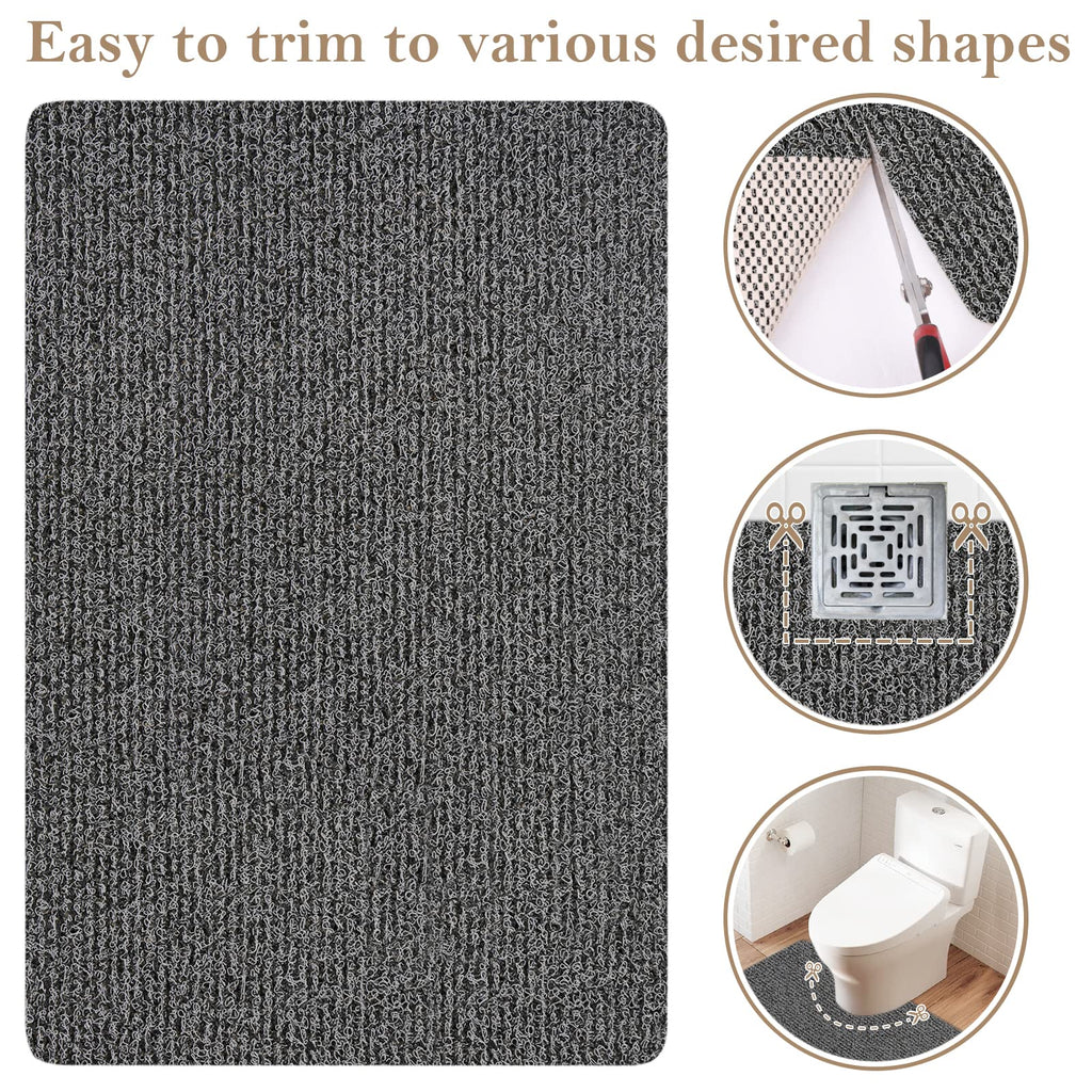 PVC Loofah Shower/Bathtub Mat Non-Slip, 24x16 inch, Soft Tub Mat with Drain, for Tub and Bathroom,Quick Drying,Grey