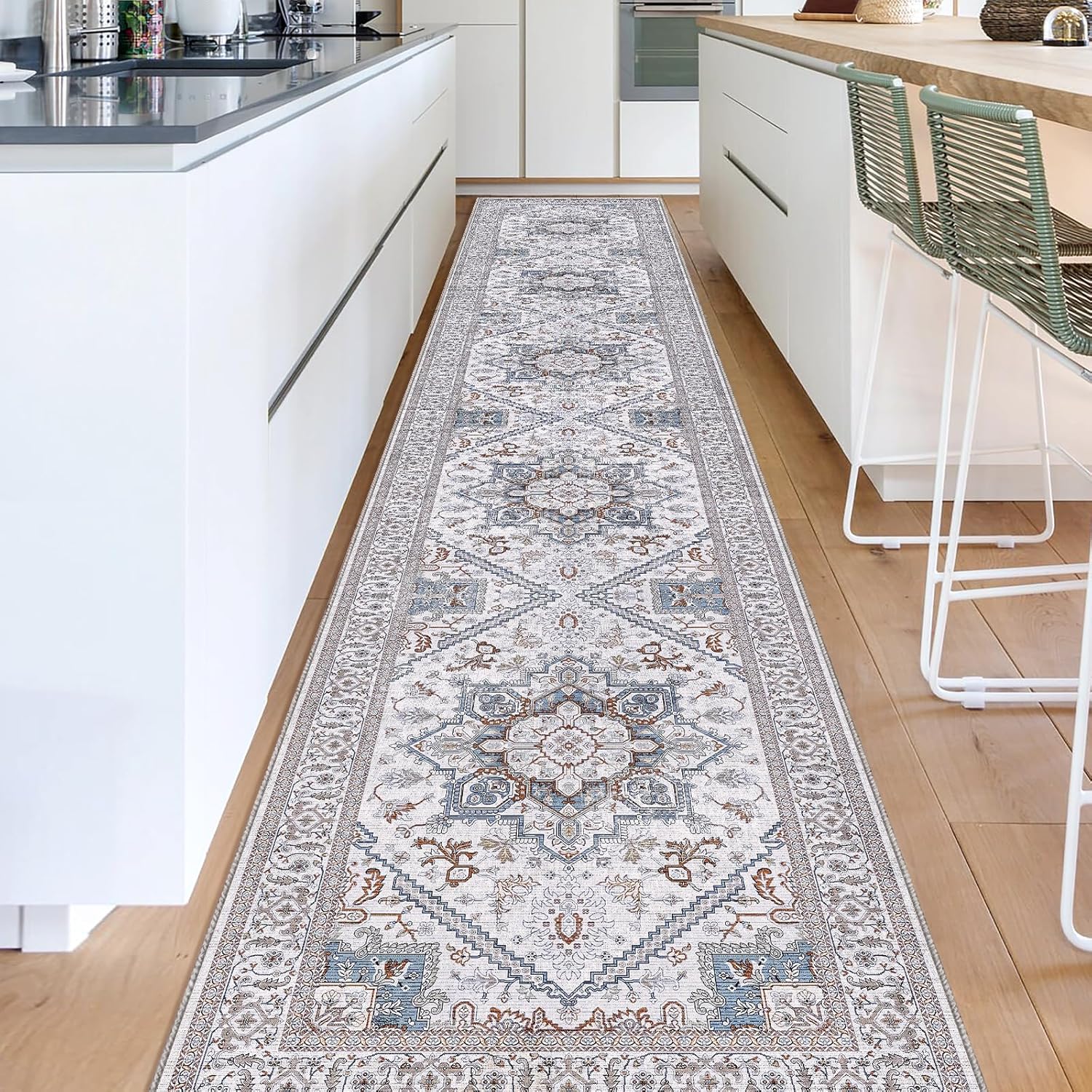 OPPODREAM Soft Area Rugs 5x7, 5x7 Washable Rug with Non Slip Backing, 5 x 7 Faux Cashmere Low-Pile Carpet, Brown