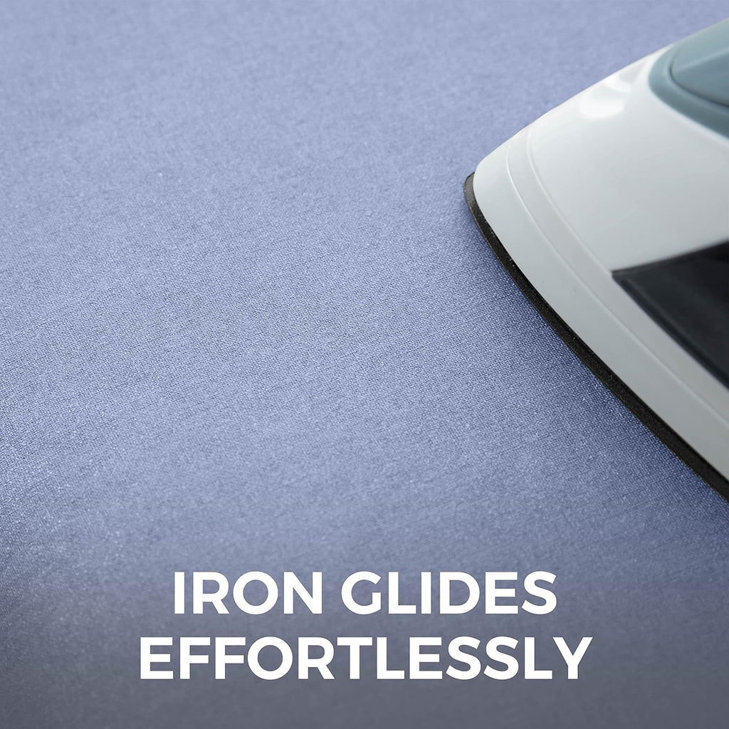HOME GENIE Ironing Board Cover, Extra Thick Padding, Scorch Resistant Silicone Coating, 15x54 Full Size, Elastic Edge Heavy Duty Iron Pad Covers Standard Boards, Hook and Loop Fastener Strap, Blue
