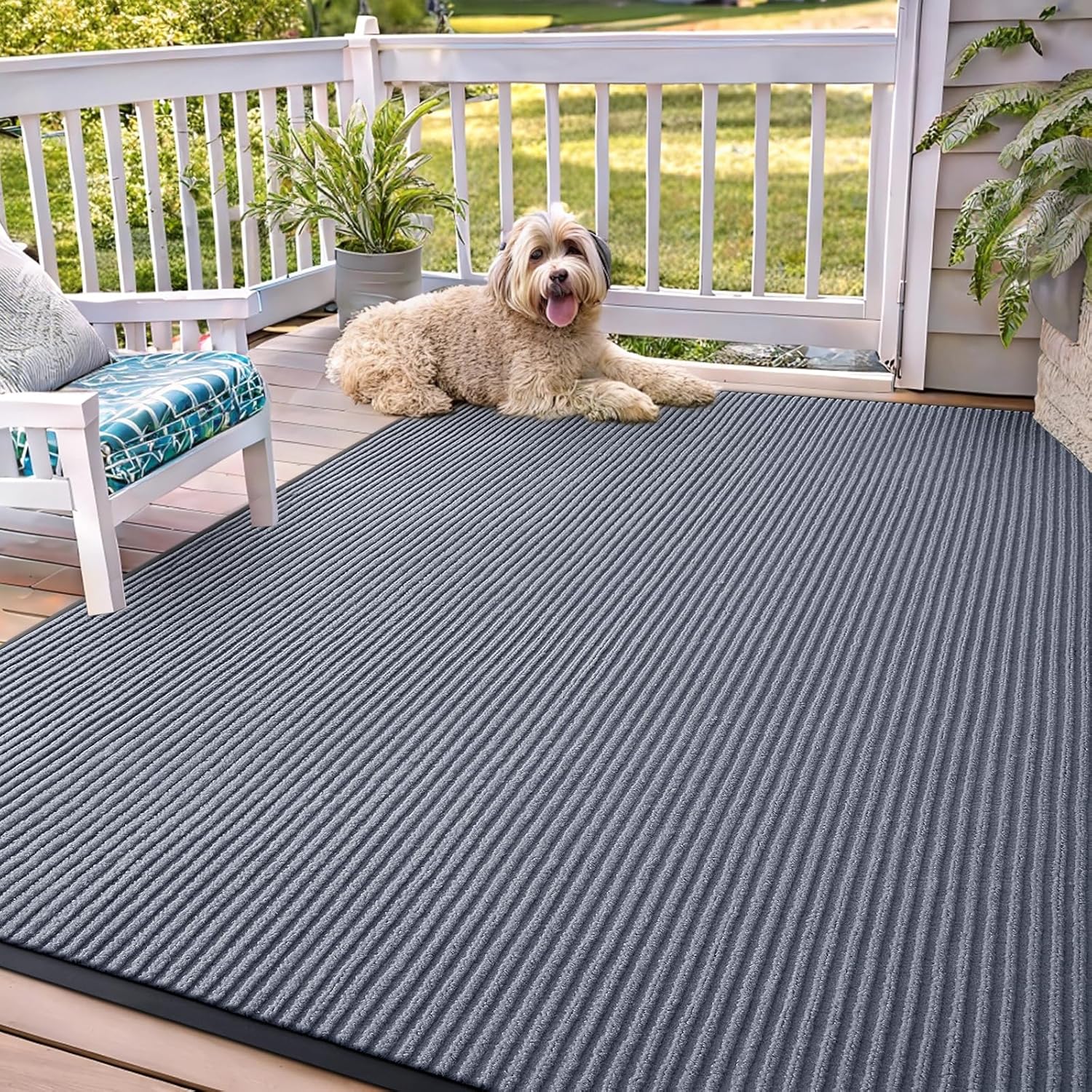 OLANLY Front Door Mat Indoor Outdoor Entrance, Waterproof Heavy Duty Doormat, Fade Resistant, Low Profile, Easy Clean Patio Porch Welcome Floor Mats for Entry, 29.5x17, Beige