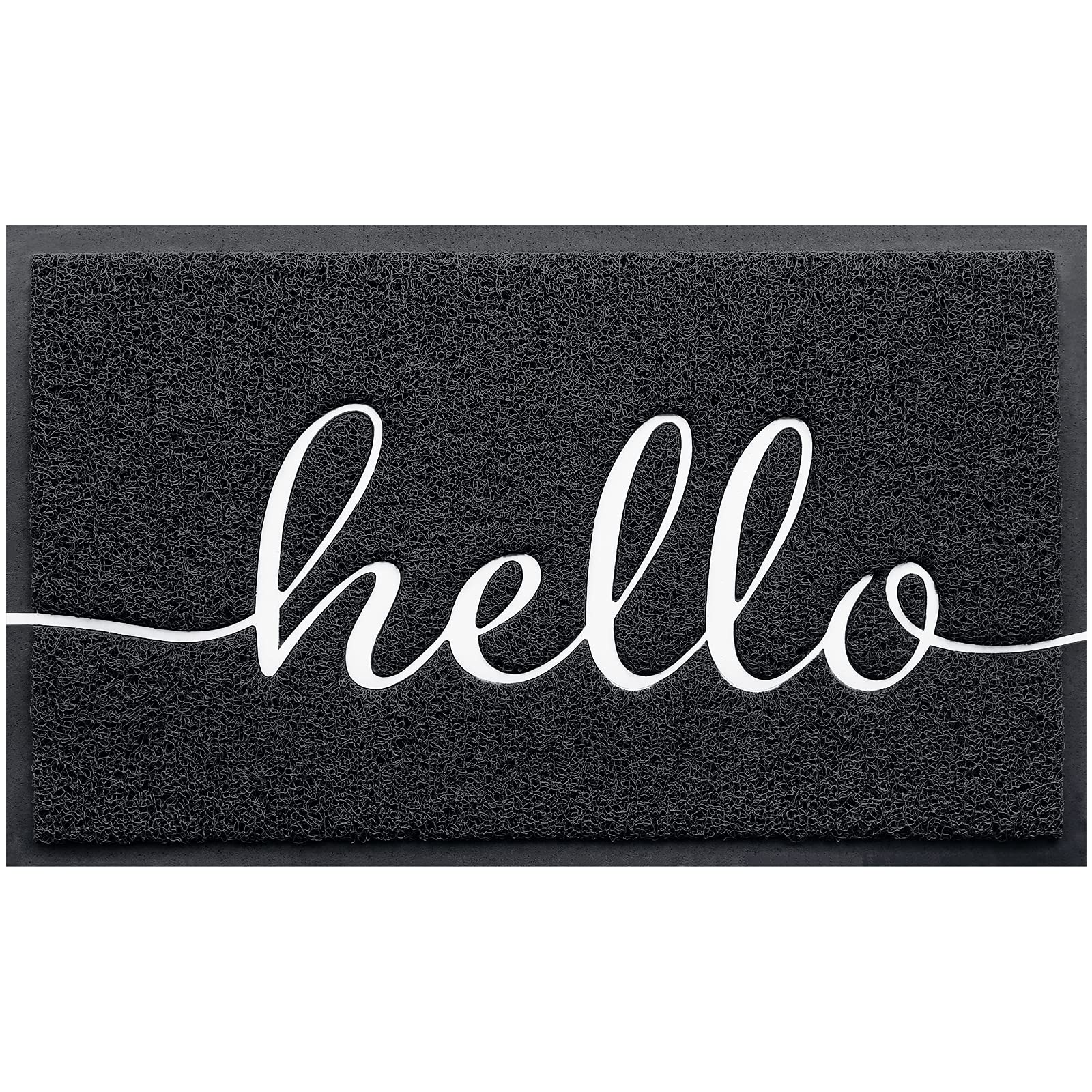 Door Mat (30"x17.5",Black), Welcome Mat Low Profile Front Doormat Floor Mat Non Slip Rugs for Entryway, Patio, High Traffic Areas