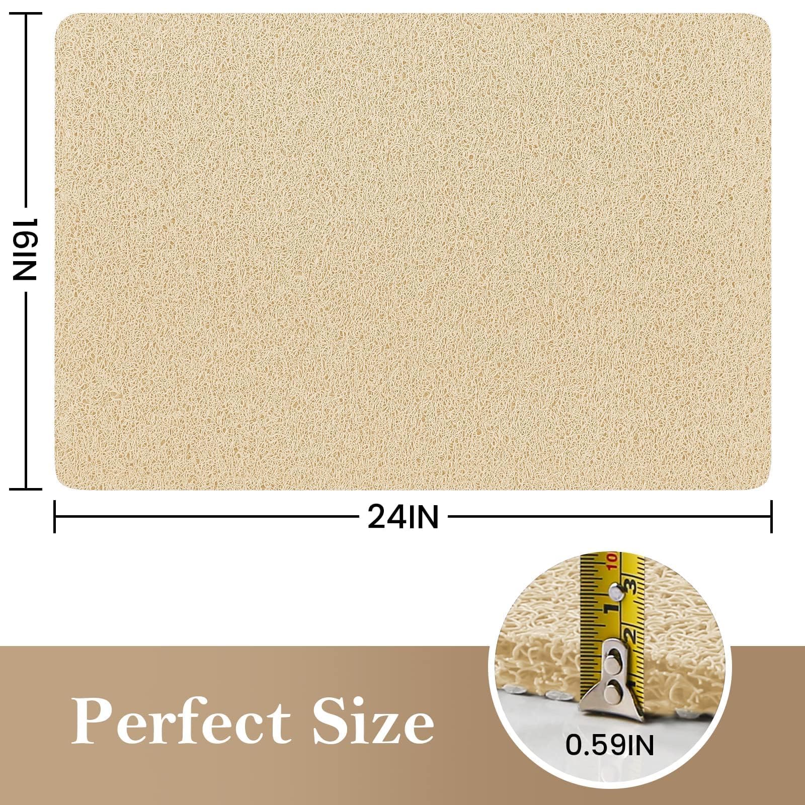 PVC Loofah Shower/Bathtub Mat Non-Slip, 24x16 inch, Soft Tub Mat with Drain, for Tub and Bathroom,Quick Drying,Grey