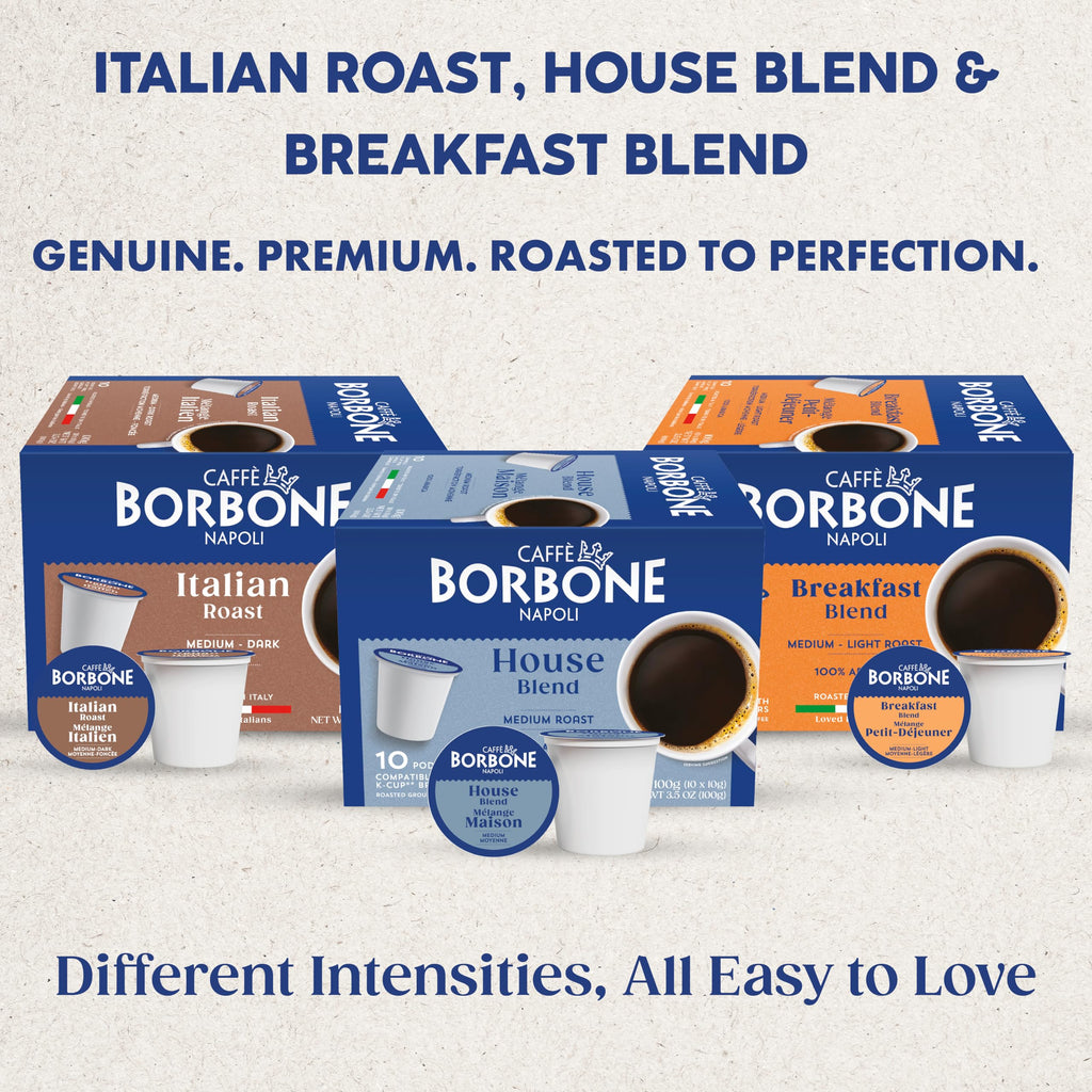 Caffè Borbone Italian Roast Coffee (60 Count) – Medium Dark Roast, Arabica & Robusta Blend, Roasted in Italy for a Bold, Smooth Taste – Single Serve Coffee Pods Compatible with K-Cup Brewers