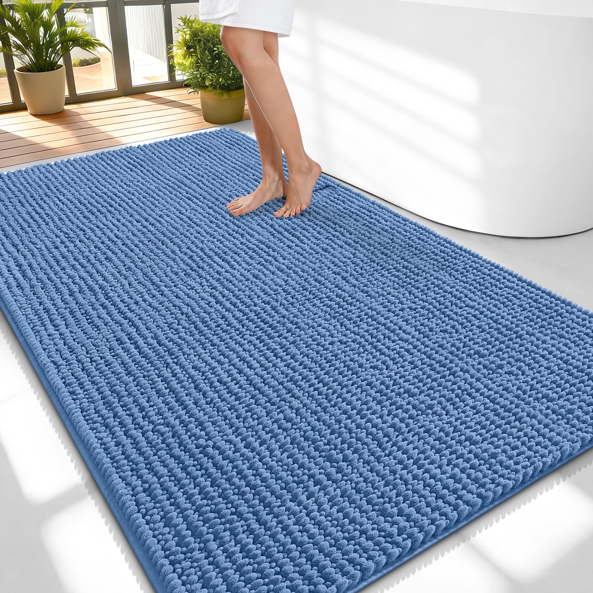 OLANLY Thick Bathroom Rugs 30x20, Extra Soft Absorbent Chenille Bath Rugs, Rubber Backing, Machine Wash Dry, Bath Mats for Bathroom Floor, Tub and Shower, Home Decor Accessories, Grey