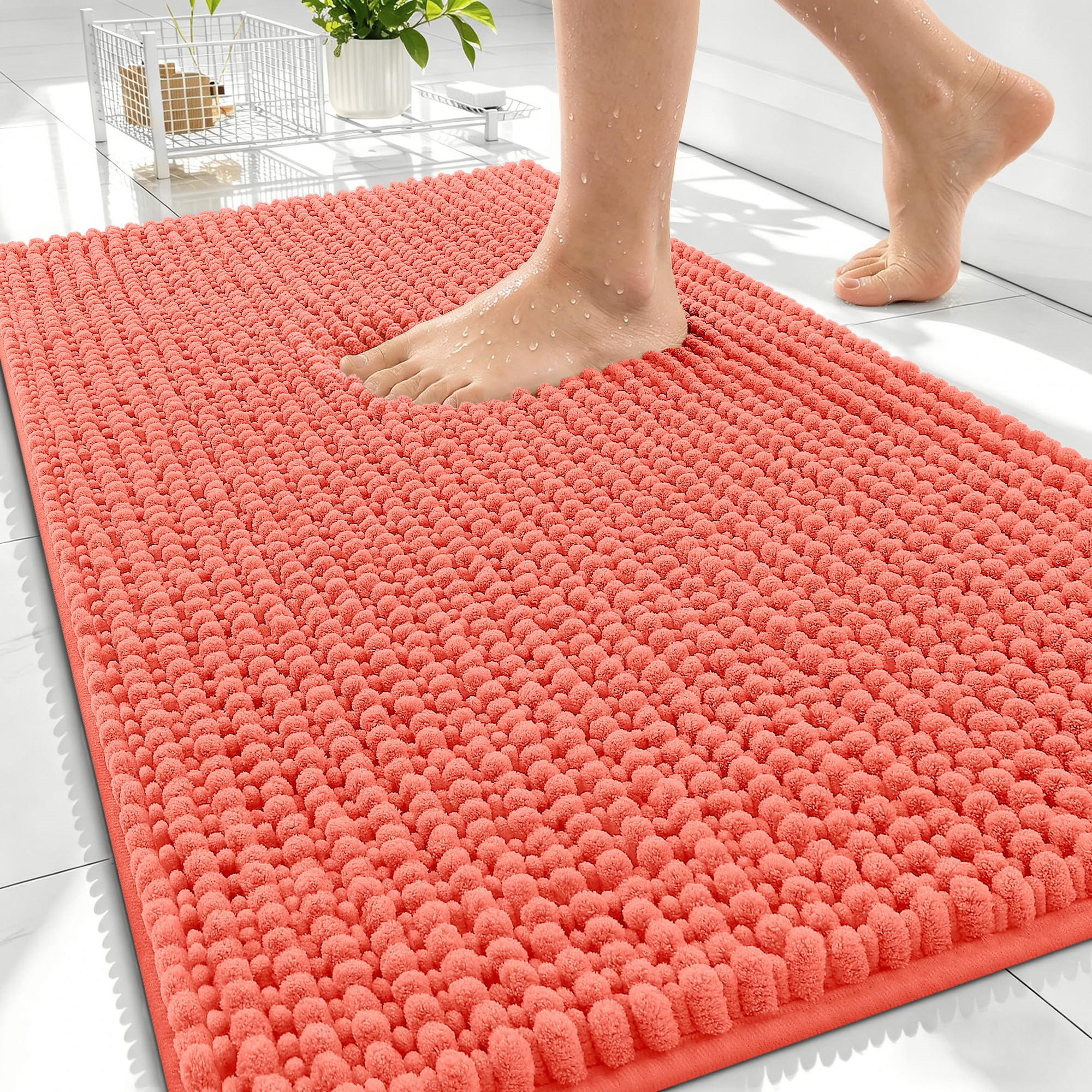 OLANLY Thick Bathroom Rugs 30x20, Extra Soft Absorbent Chenille Bath Rugs, Rubber Backing, Machine Wash Dry, Bath Mats for Bathroom Floor, Tub and Shower, Home Decor Accessories, Grey