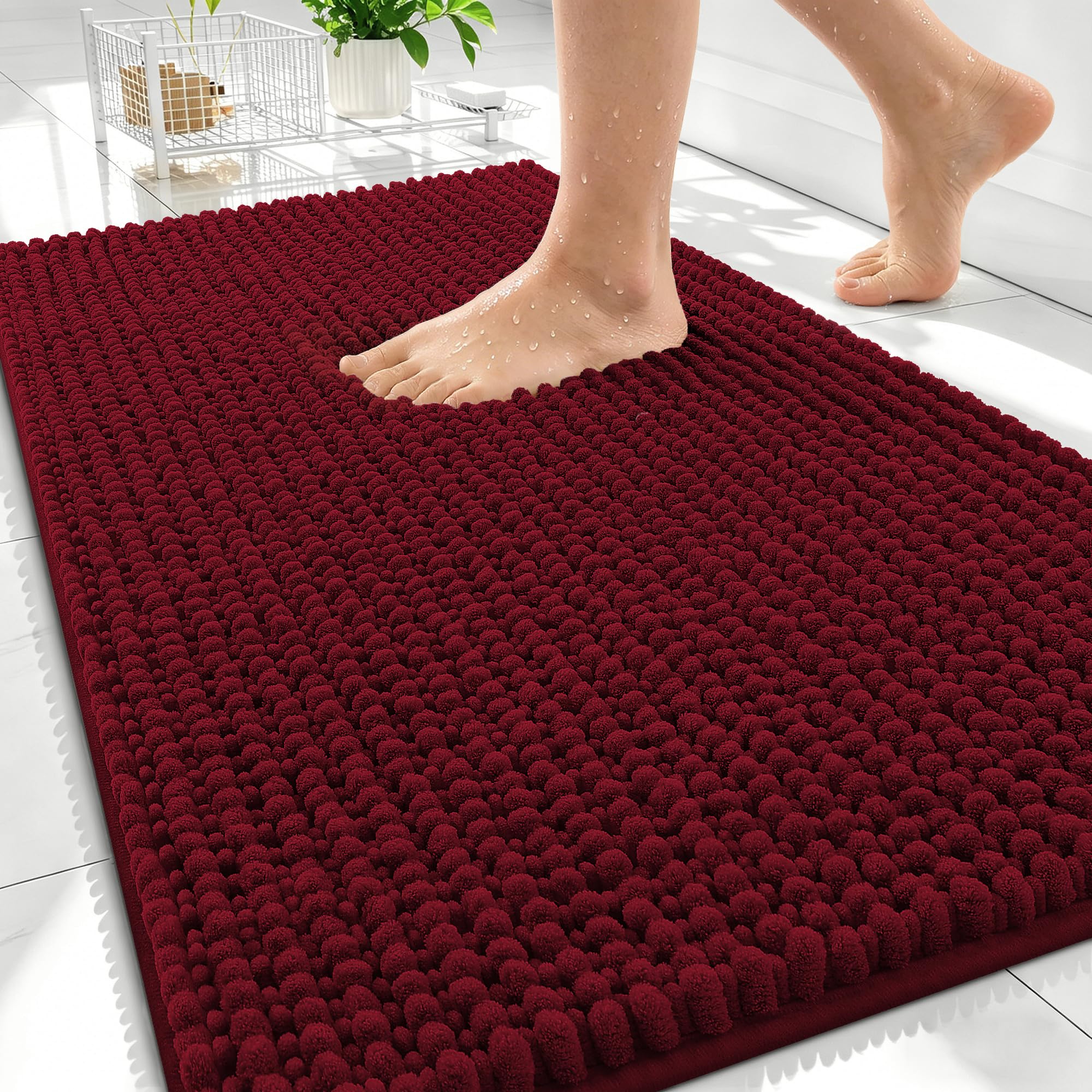 OLANLY Thick Bathroom Rugs 30x20, Extra Soft Absorbent Chenille Bath Rugs, Rubber Backing, Machine Wash Dry, Bath Mats for Bathroom Floor, Tub and Shower, Home Decor Accessories, Grey