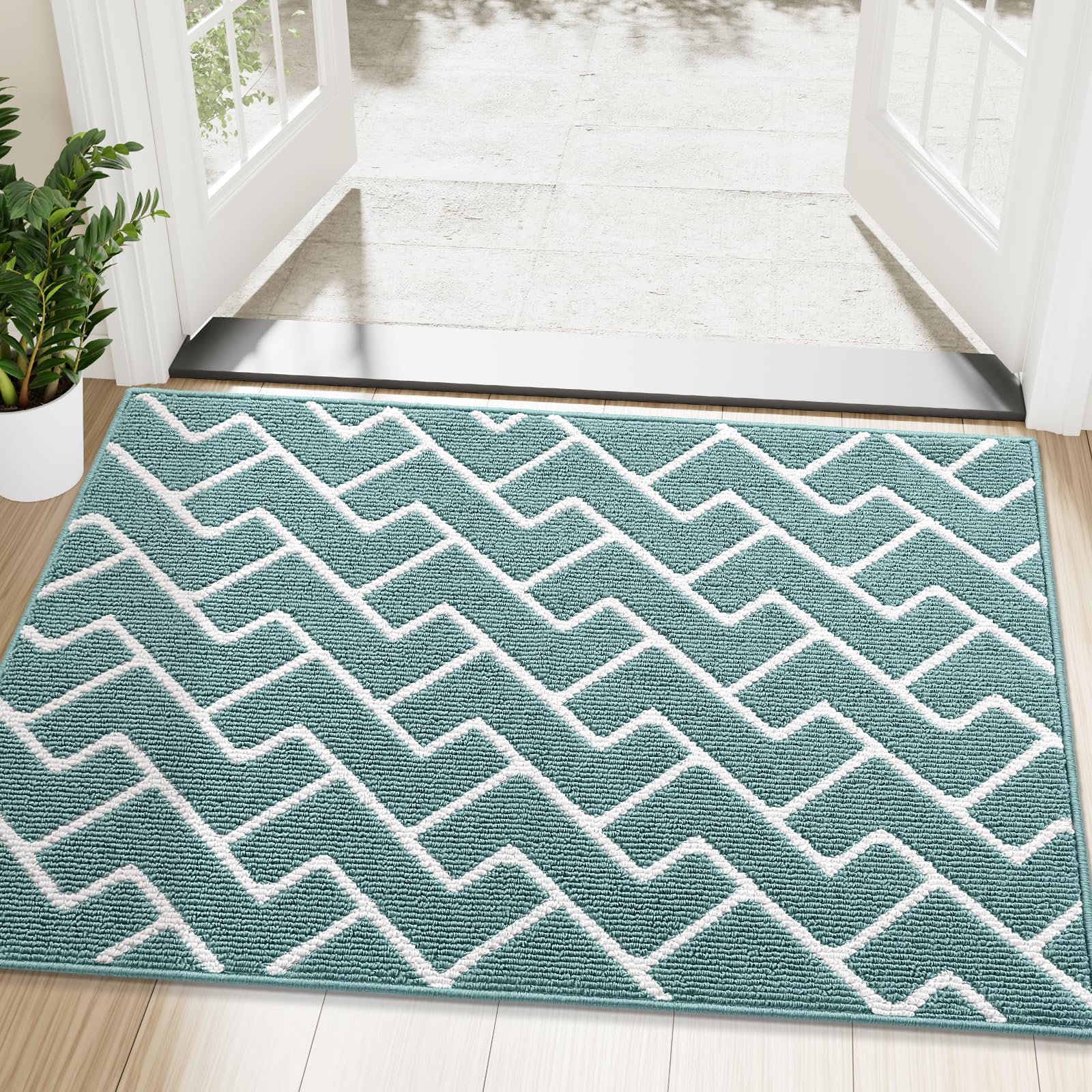 OLANLY Front Door Mat, Non-Slip Rubber Backing, Dirt Resistant and Absorbent, Washable, Easy to Clean Low-Profile Indoor Doormat for Back Door, Entryway, Inside Entrance, 32x20, Grey