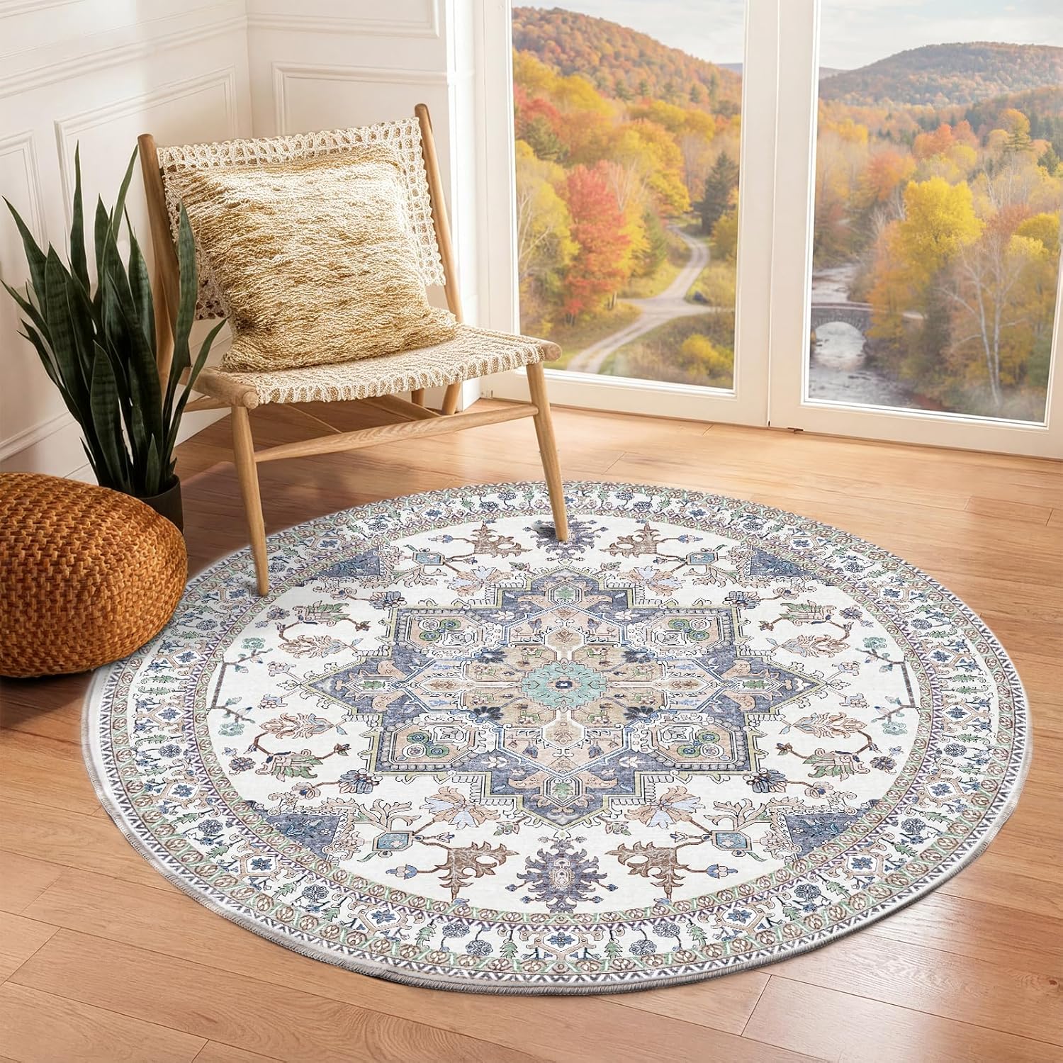 OPPODREAM Soft Area Rugs 5x7, 5x7 Washable Rug with Non Slip Backing, 5 x 7 Faux Cashmere Low-Pile Carpet, Brown