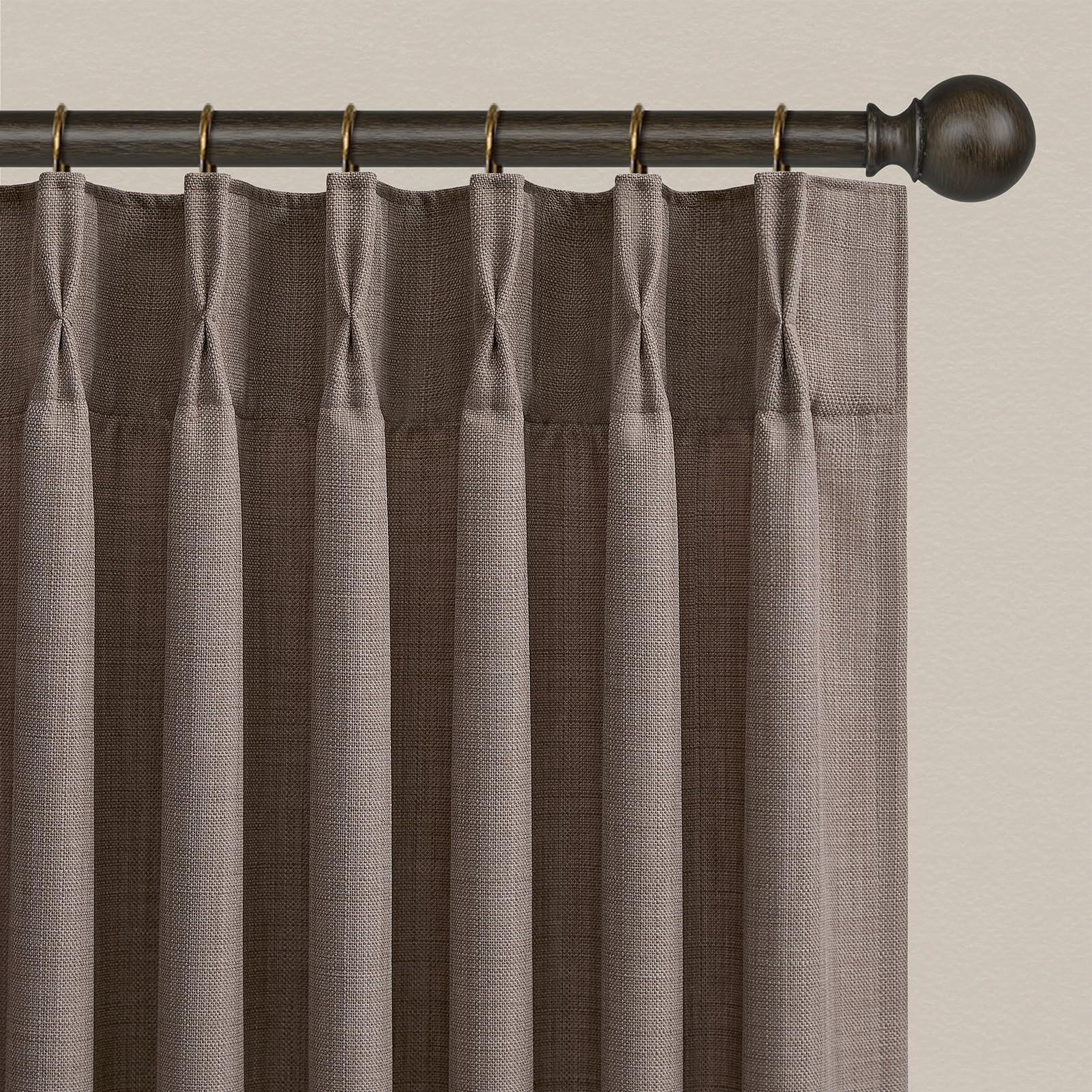 Pinch Pleated Linen Curtains 96 Inches Extra Long Olive Green Drapes, Thick Linen Light Filtering Memory Trained Pleat Curtain for Living Room and Bedroom Privacy 2 Panels Texture with Back Tab