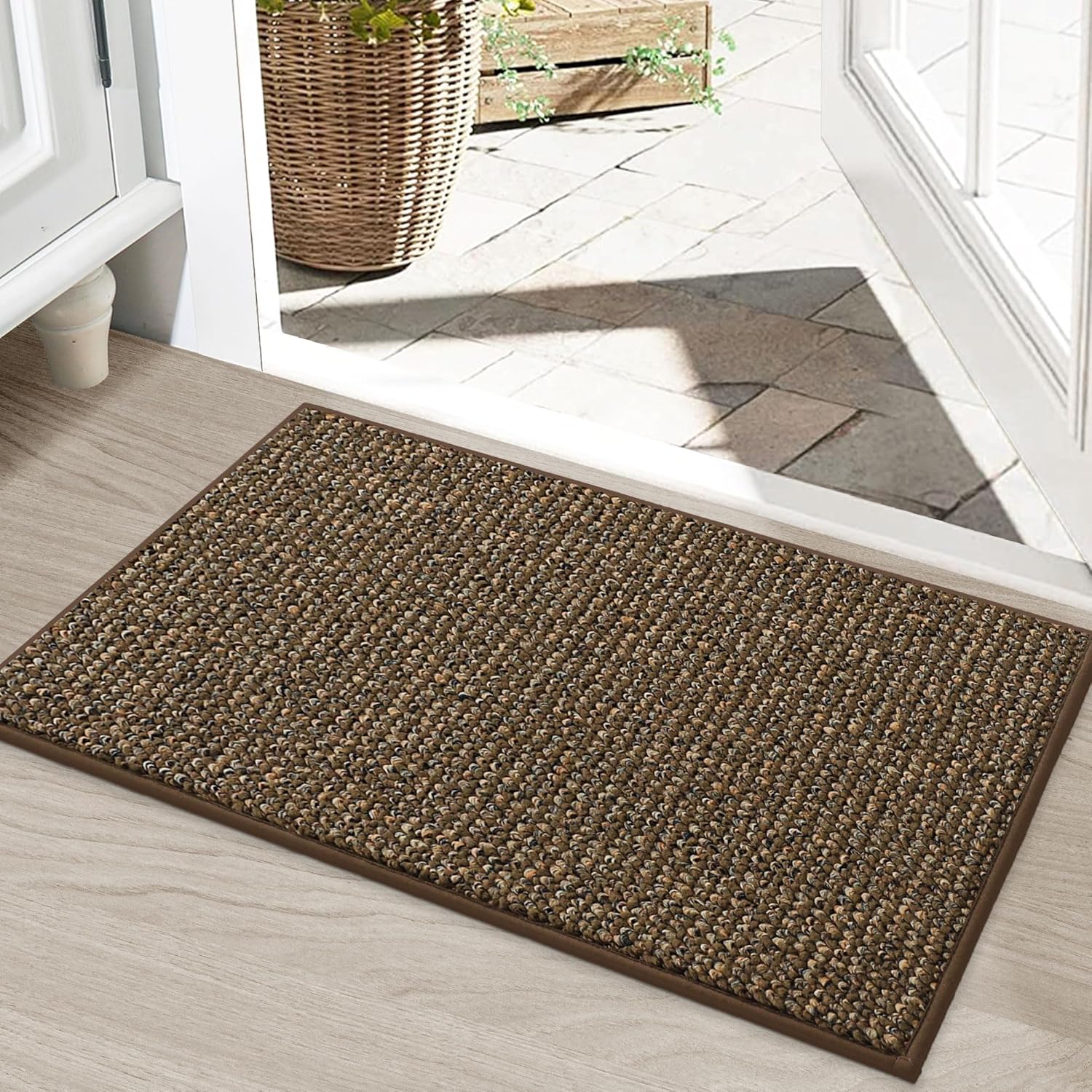BEQHAUSE Dirt Trapper Door Mat 20" x 32", Non-Slip Washable Doormats Entrance Mat, Dirt Resistant and Absorbent Welcome Mat, Low Profile Floor Mats for Front Back Door and Entryway, Charcoal