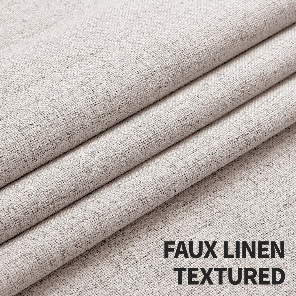 CUCRAF 100% Blackout Window Curtains 84 inches Long 2 Panels Set, Faux Linen Look Thermal Insulated Grommet Drapes, Room Darkening Curtain for Bedroom Living Room(W52 x L84 Inch, Light Khaki)