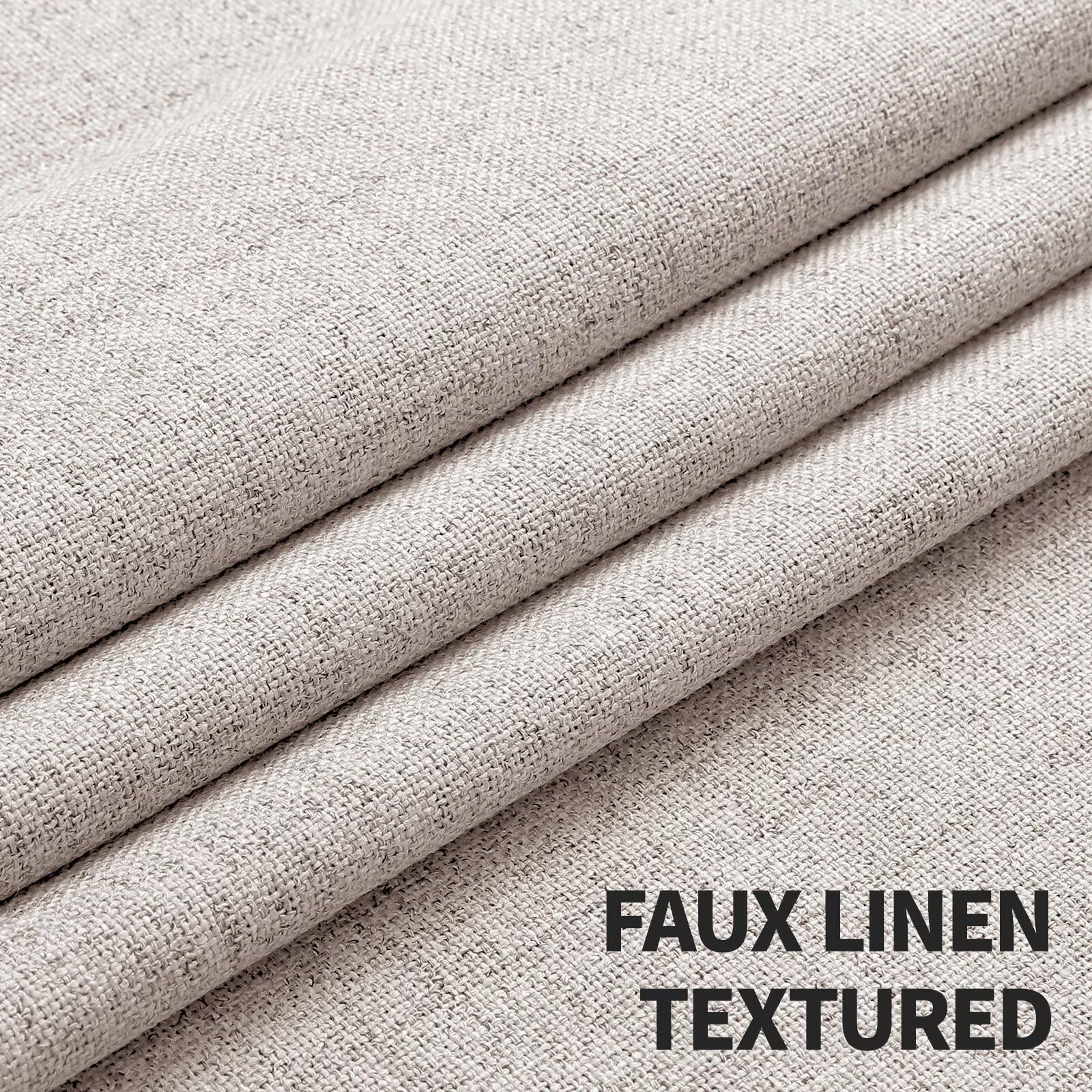 CUCRAF 100% Blackout Window Curtains 84 inches Long 2 Panels Set, Faux Linen Look Thermal Insulated Grommet Drapes, Room Darkening Curtain for Bedroom Living Room(W52 x L84 Inch, Light Khaki)