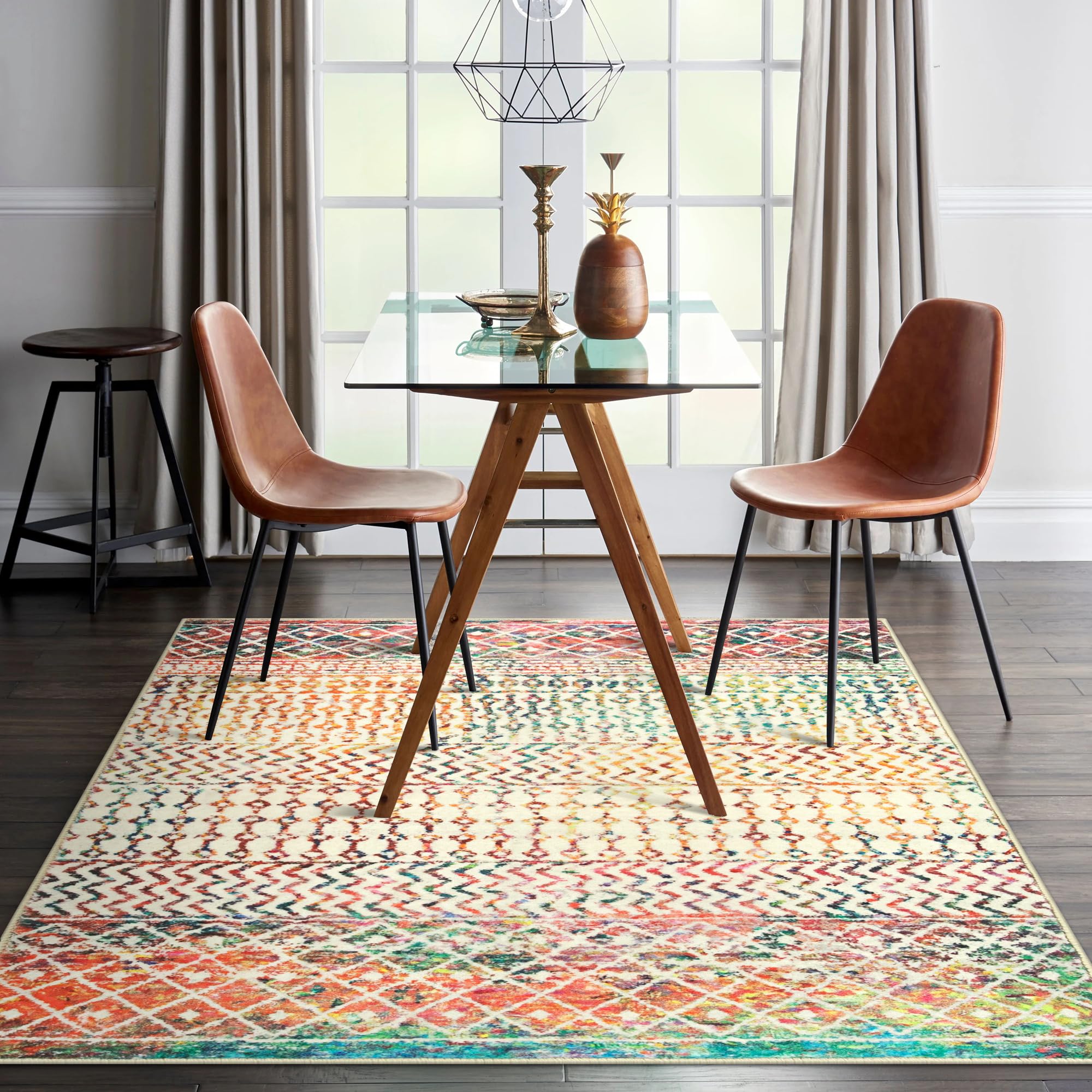 Moroccan Washable Rugs, 2x3 Light Grey Rug Non-Slip Small Distressed Entryway Rugs, Soft Low-Pile Bedroom Rug Indoor Doormat Carpet for Entryway Kitchen Bathroom