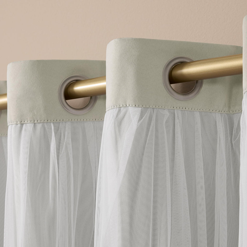 TOWN & COUNTRY LUXE Talia Double Layer Indoor Curtains, Sheer and Room Darkening Blackout, Grommet Top, Energy Efficient, 2-Pack Set, 52"x84", Rose Blush