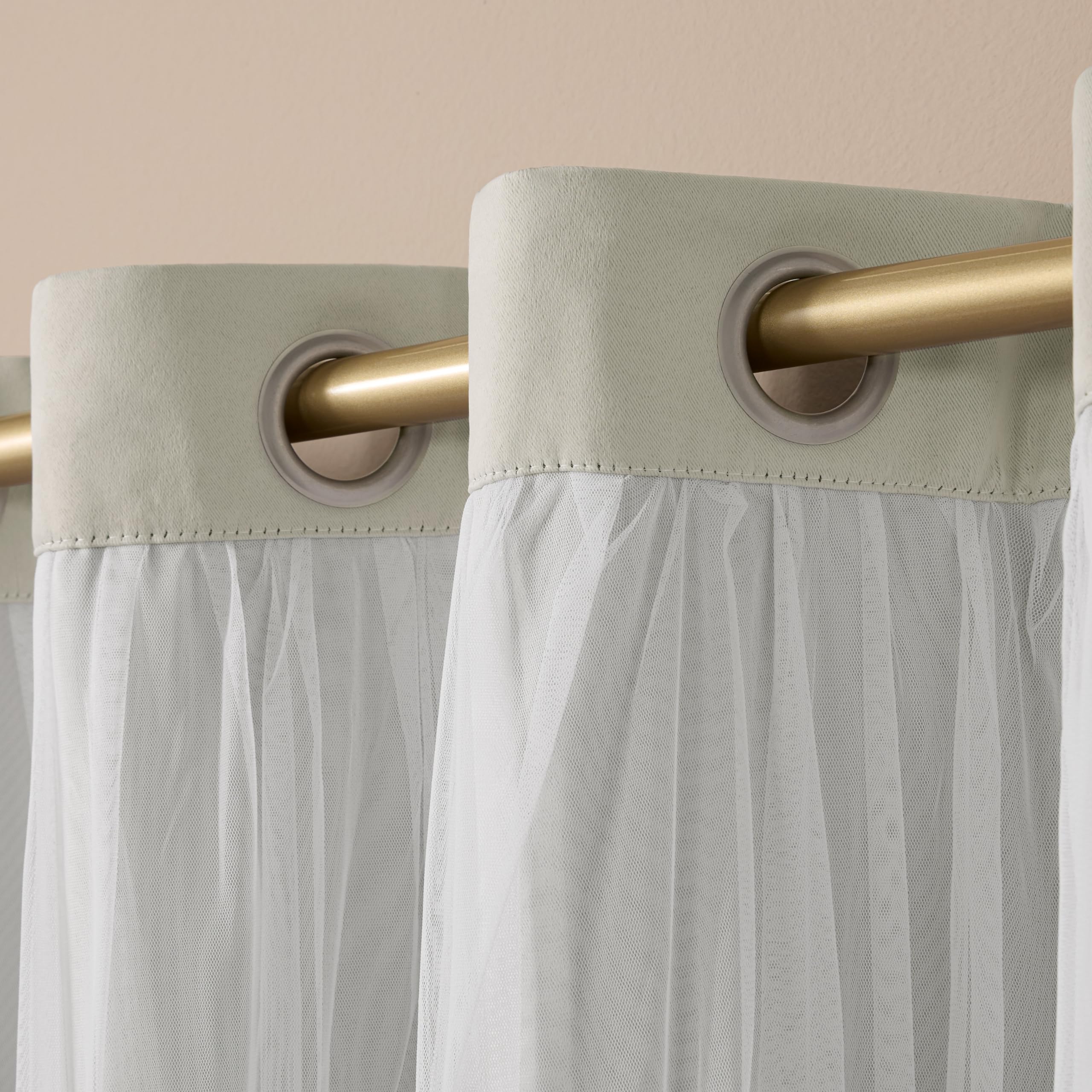 TOWN & COUNTRY LUXE Talia Double Layer Indoor Curtains, Sheer and Room Darkening Blackout, Grommet Top, Energy Efficient, 2-Pack Set, 52"x84", Rose Blush