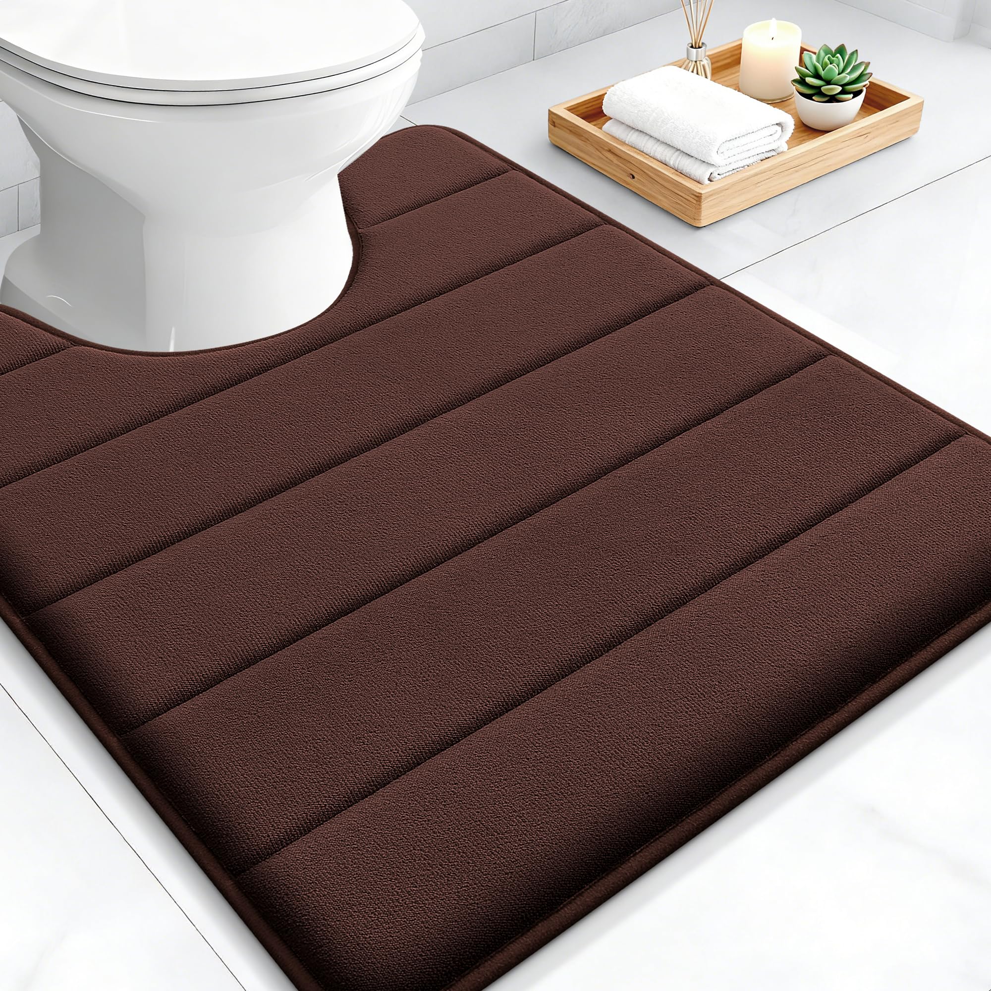 OLANLY Memory Foam Bath Mat 30x20, Super Soft Absorbent Bathroom Rugs, Quick Dry, Machine Washable Shower Floor Rugs, Bathmat Carpet, Bathroom Home Decor Accessories, Grey