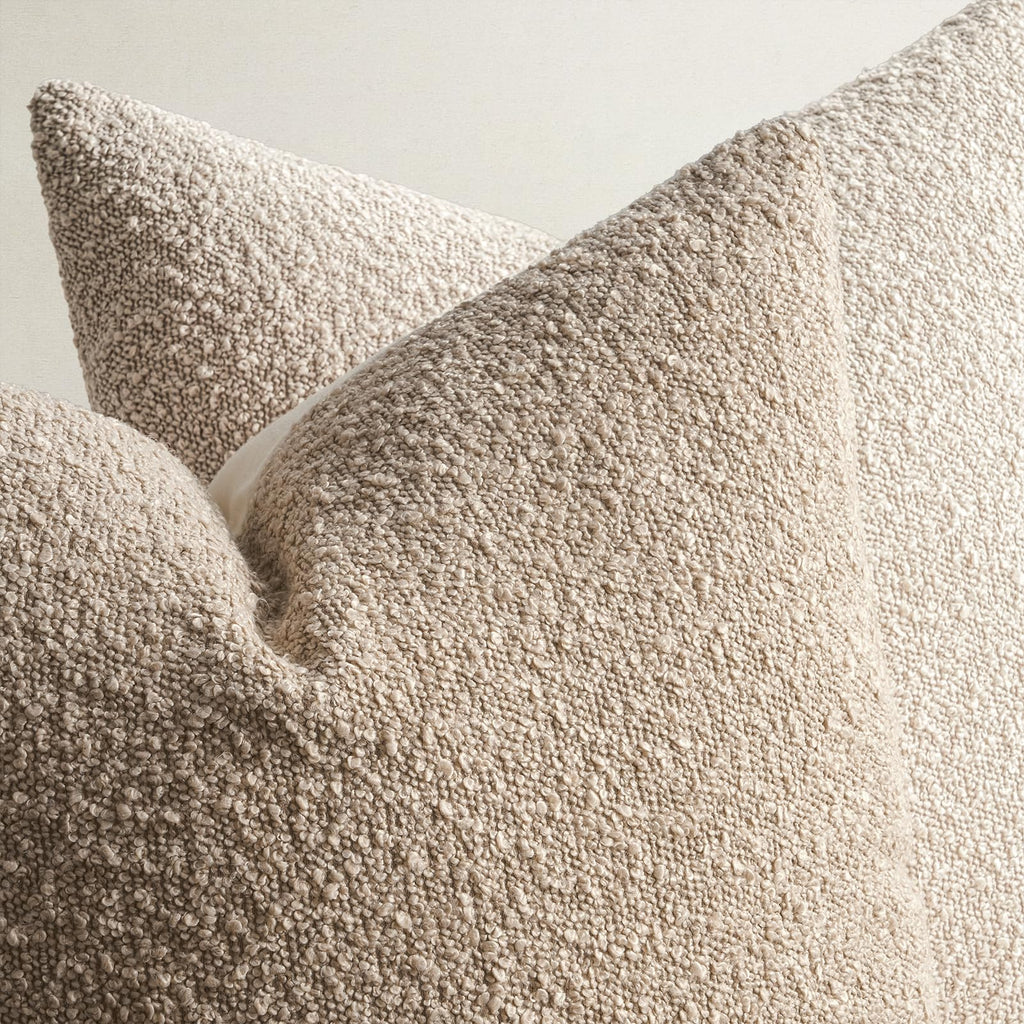 Topfinel Boucle Decorative Pillow Covers 18x18 Inches Set of 4 Neutral Cream Ivory White Pillowcase with Linen Cotton Back Chair Sofa Modern & Minimal Living Room Spring Home Decor