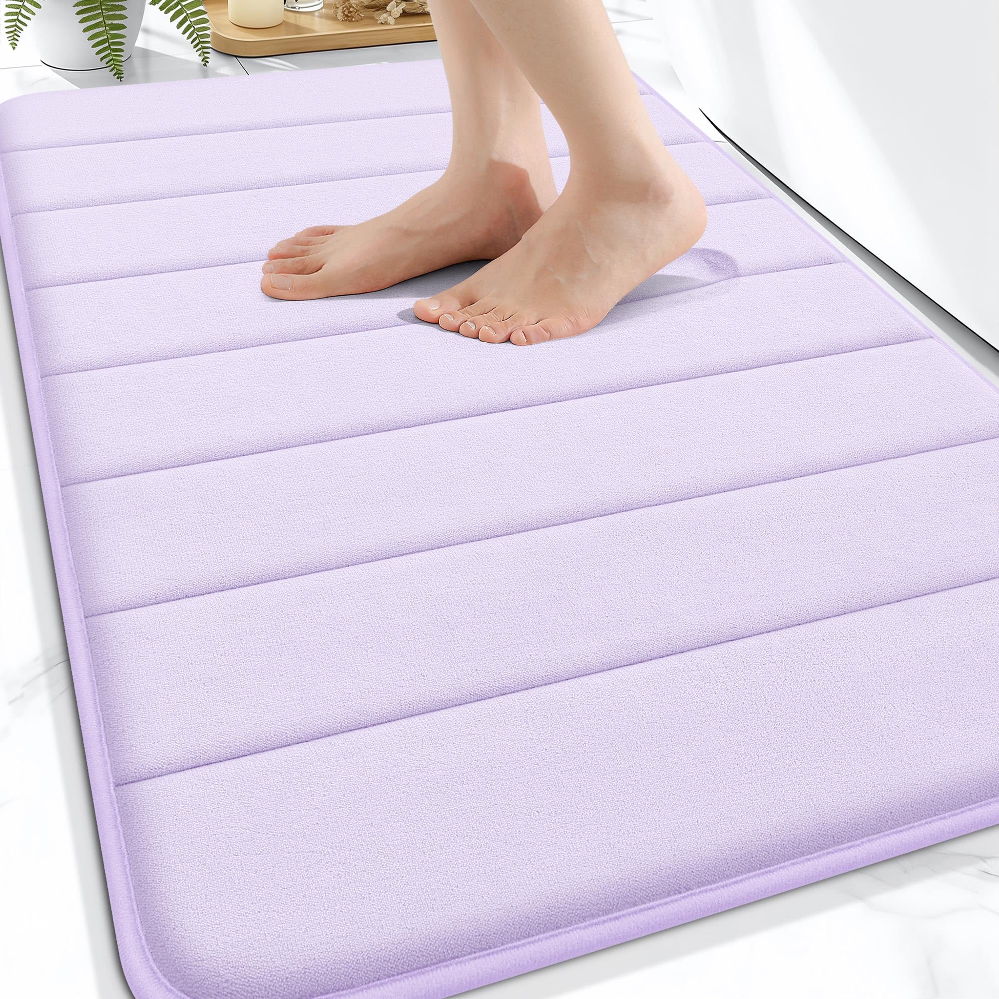 OLANLY Memory Foam Bath Mat 30x20, Super Soft Absorbent Bathroom Rugs, Quick Dry, Machine Washable Shower Floor Rugs, Bathmat Carpet, Bathroom Home Decor Accessories, Grey