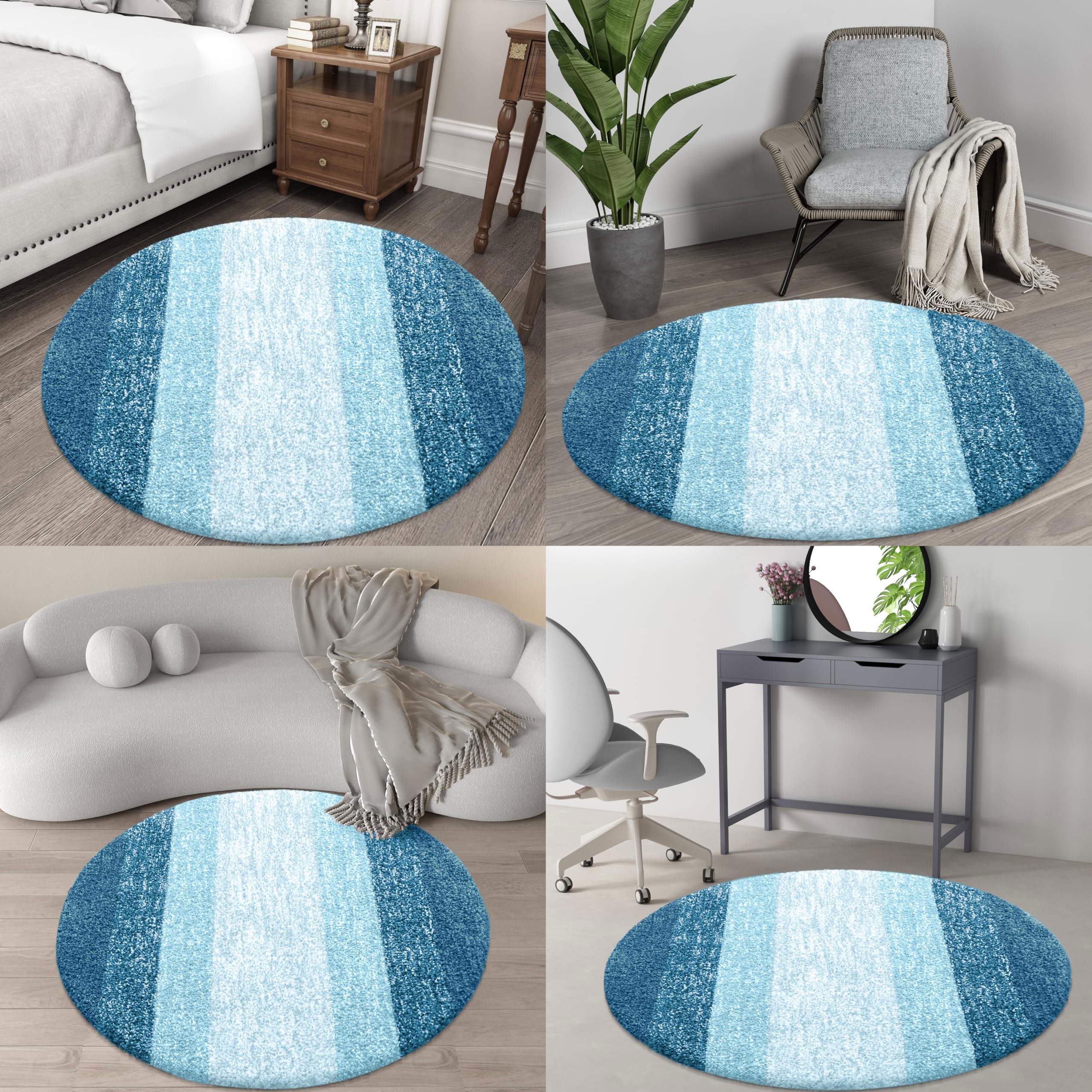 OLANLY 30-inch Round Bathroom Rugs, Extra Soft and Absorbent Microfiber Bath Rugs, Quick Dry Machine Washable Bath Mats for Bathroom Floor, Tub and Shower, Home Decor Accessories, Grey