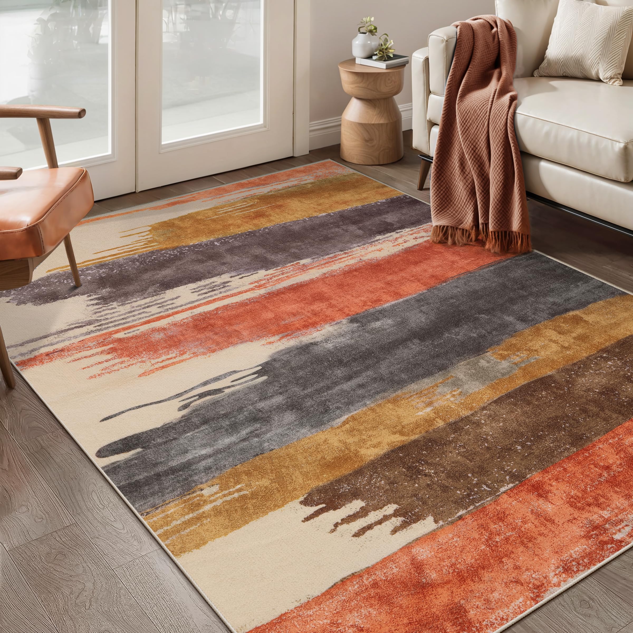 Ciicool Modern Abstract Area Rug 2x3 Washable Small Entryway Rug, Non-Slip Low Pile Throw Rug, Foldable Kitchen Bathroom Rugs, Blue Grey Floor Carpet for Entrance Living Room Bedroom Indoor Doormat