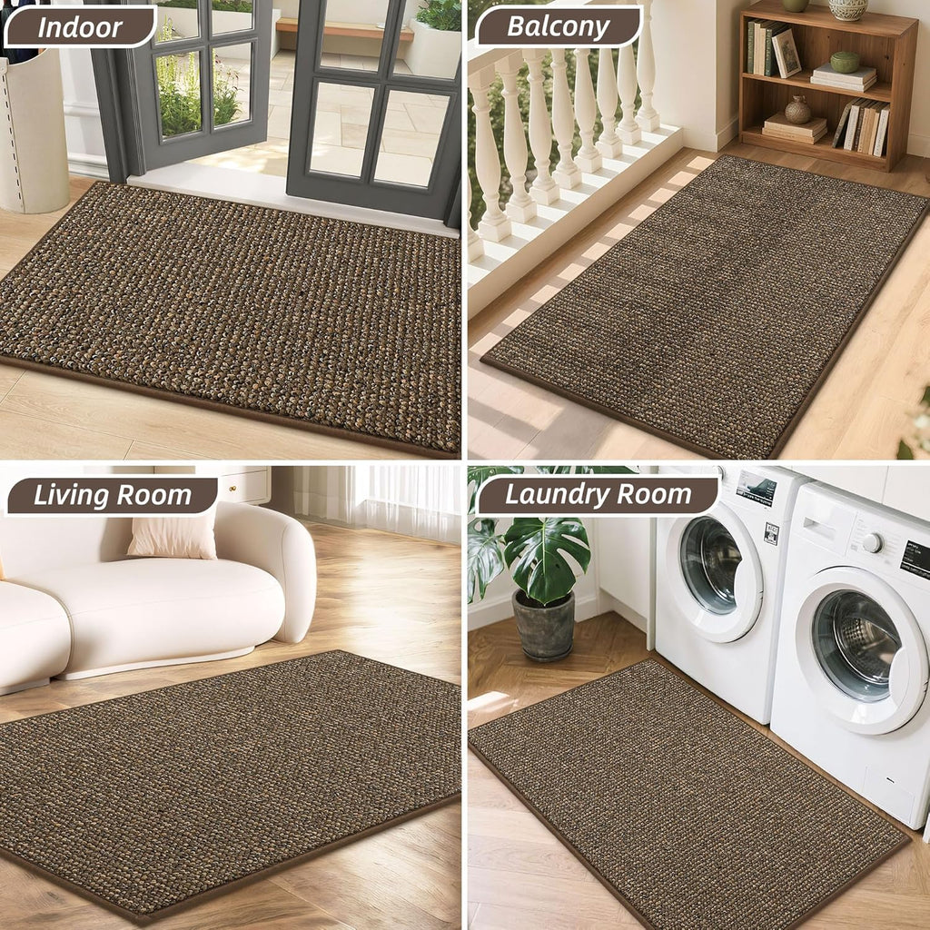 BEQHAUSE Dirt Trapper Door Mat 20" x 32", Non-Slip Washable Doormats Entrance Mat, Dirt Resistant and Absorbent Welcome Mat, Low Profile Floor Mats for Front Back Door and Entryway, Charcoal