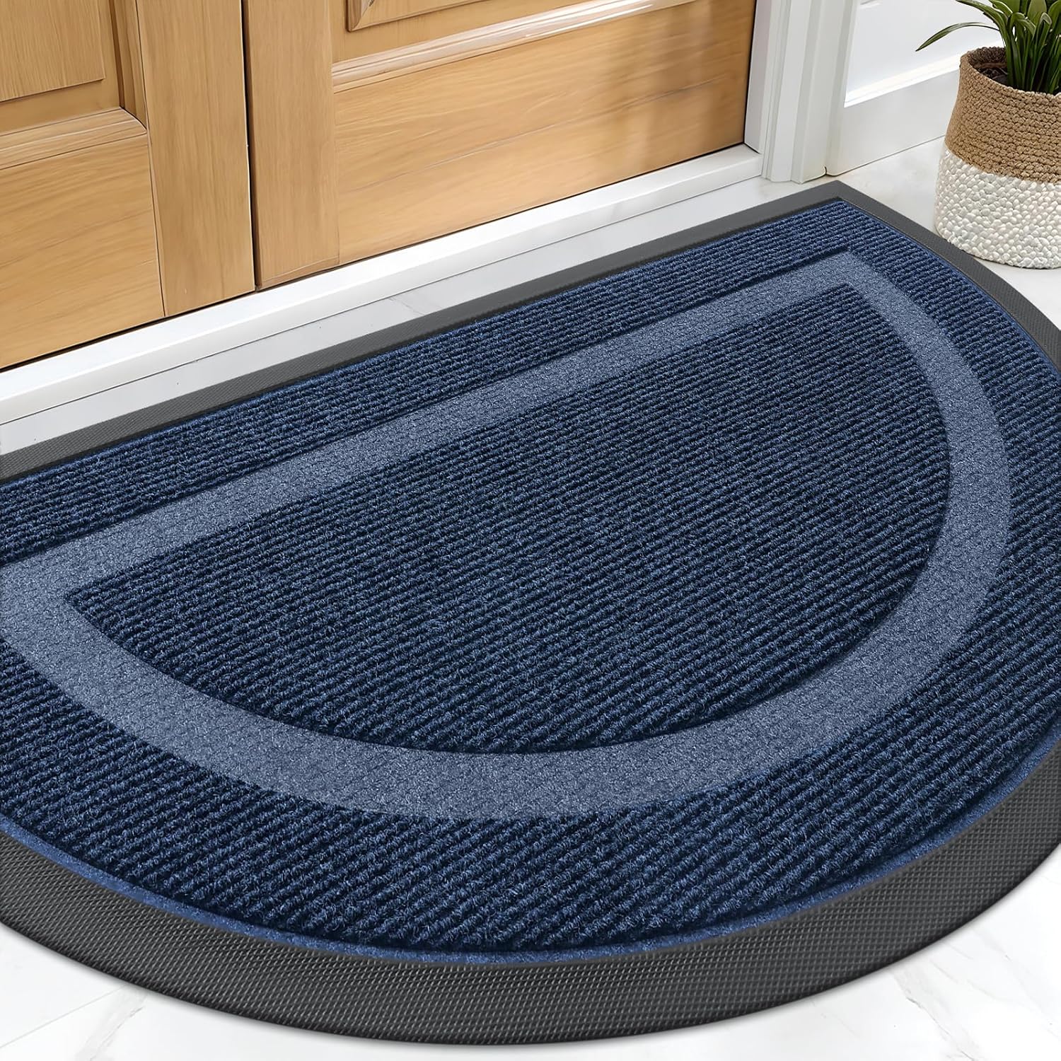OLANLY Front Door Mat Indoor Outdoor Entrance, Waterproof All-Season, All-Weather Doormat, Sturdy Natural Rubber, Fade Resistant, Low Profile, Easy Clean Patio Porch Entryway Mat, 29.5x17, Beige