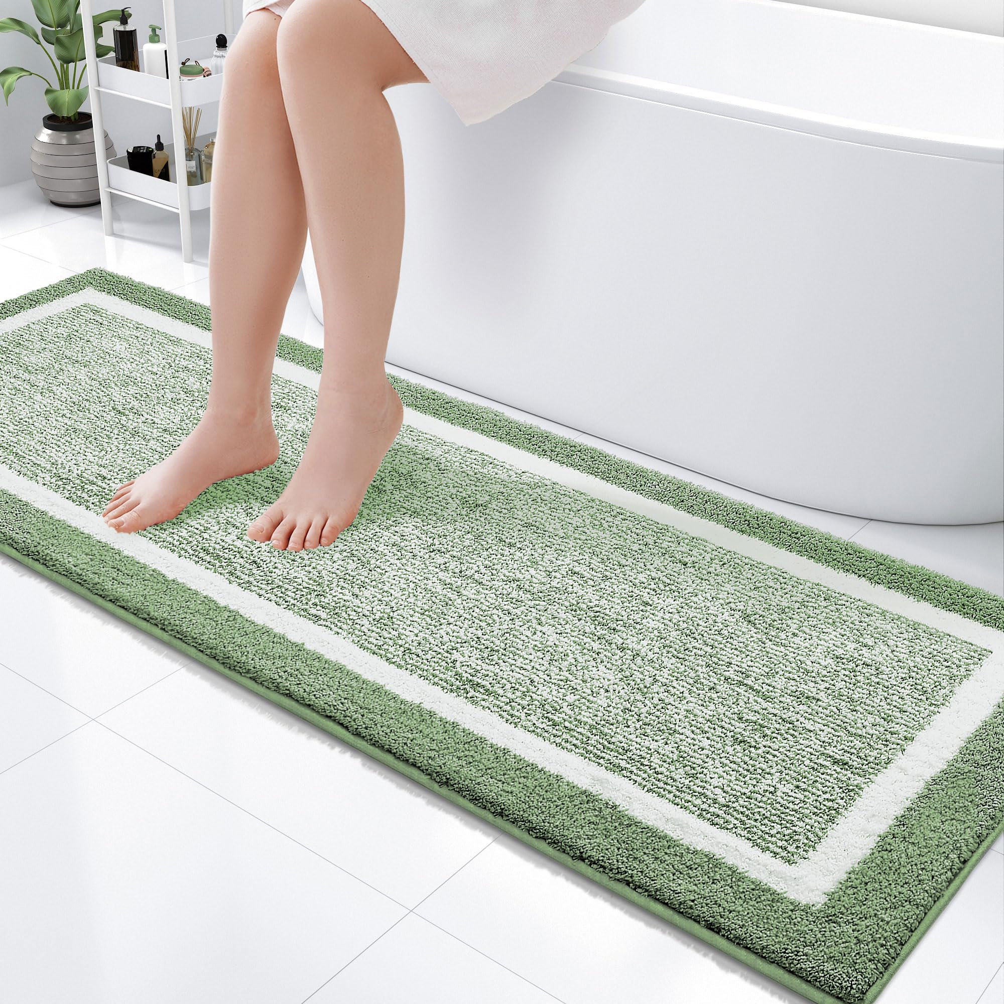 OLANLY Small Bathroom Rugs 24x16, Extra Soft and Absorbent Microfiber Bath Rugs, Non-Slip, Machine Washable, Quick Dry Shaggy Bath Carpet, Bath Mats for Bathroom Floor, Tub, Shower, Grey