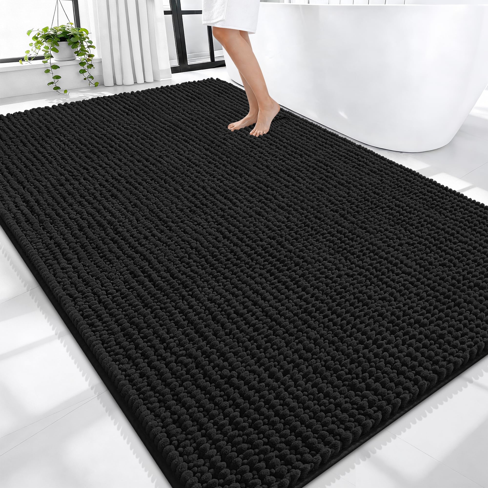 OLANLY Thick Bathroom Rugs 30x20, Extra Soft Absorbent Chenille Bath Rugs, Rubber Backing, Machine Wash Dry, Bath Mats for Bathroom Floor, Tub and Shower, Home Decor Accessories, Grey
