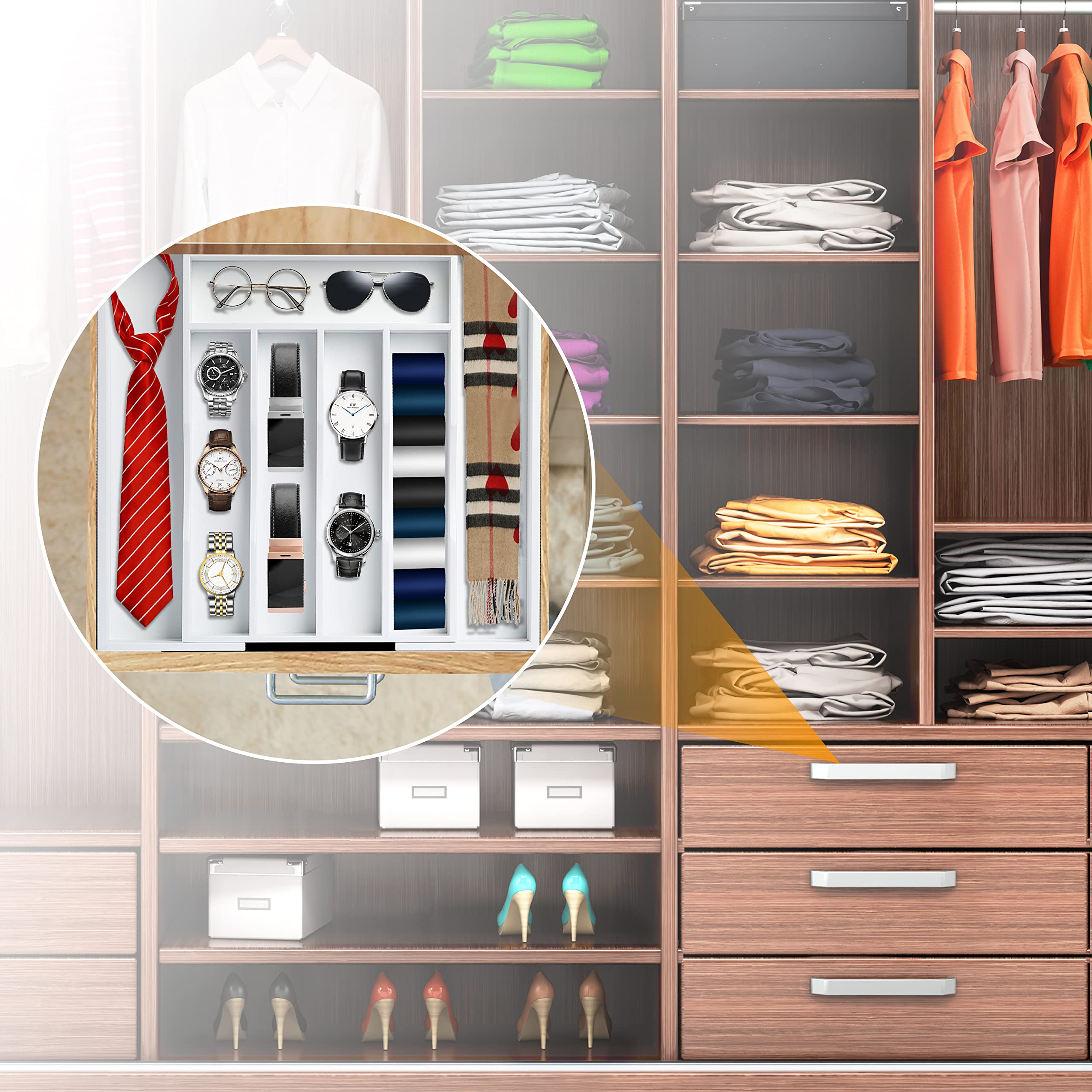 Bellsal Silverware Organizer Kitchen Drawer Organizer Expandable Bamboo Utensil Holder Cutlery Tray for Kitchen Utensil and Flatware Bedroom Office