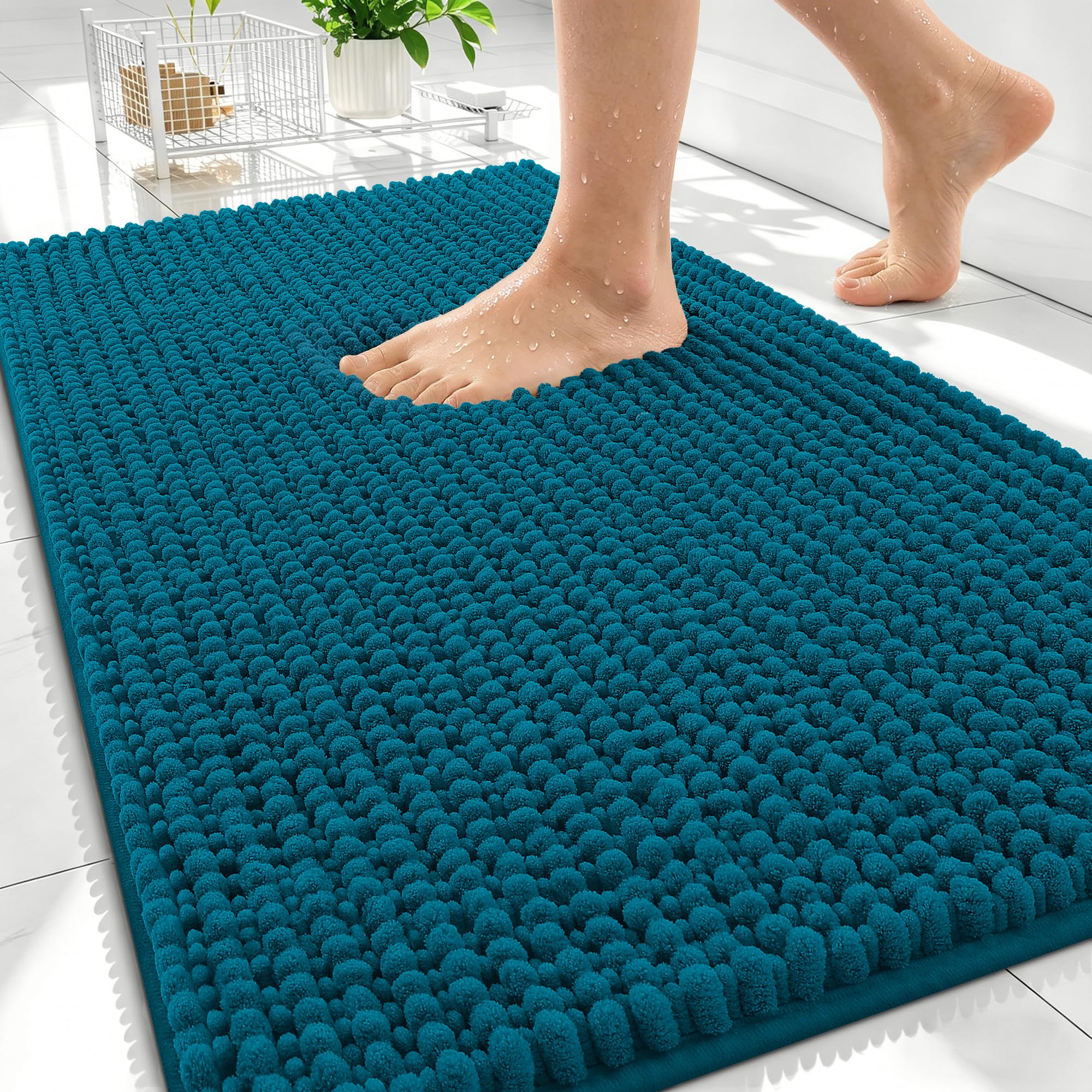 OLANLY Thick Bathroom Rugs 30x20, Extra Soft Absorbent Chenille Bath Rugs, Rubber Backing, Machine Wash Dry, Bath Mats for Bathroom Floor, Tub and Shower, Home Decor Accessories, Grey