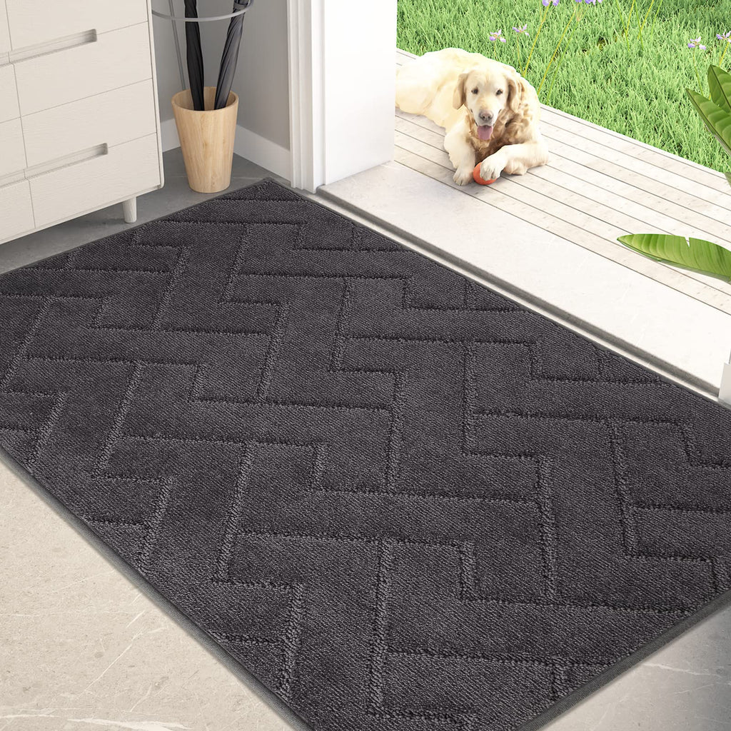 PURRUGS Dirt Trapping Door Mat 20" x 31.5", Non-Slip Machine Washable Entry Rug, Dog Doormat, Indoor Front Door Mat, Super Absorbent Entryway Rug for Muddy Shoes & Paws, Taupe