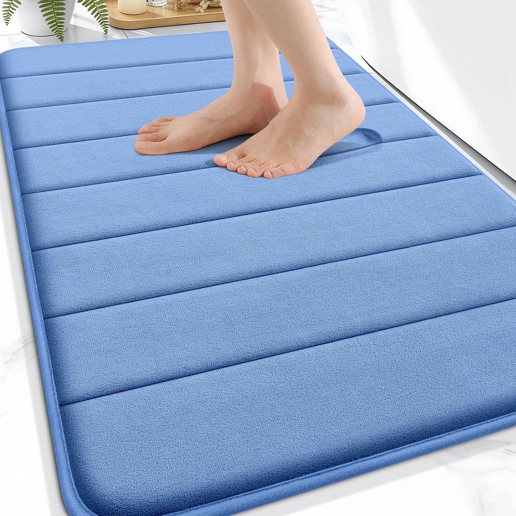 OLANLY Memory Foam Bath Mat 30x20, Super Soft Absorbent Bathroom Rugs, Quick Dry, Machine Washable Shower Floor Rugs, Bathmat Carpet, Bathroom Home Decor Accessories, Grey