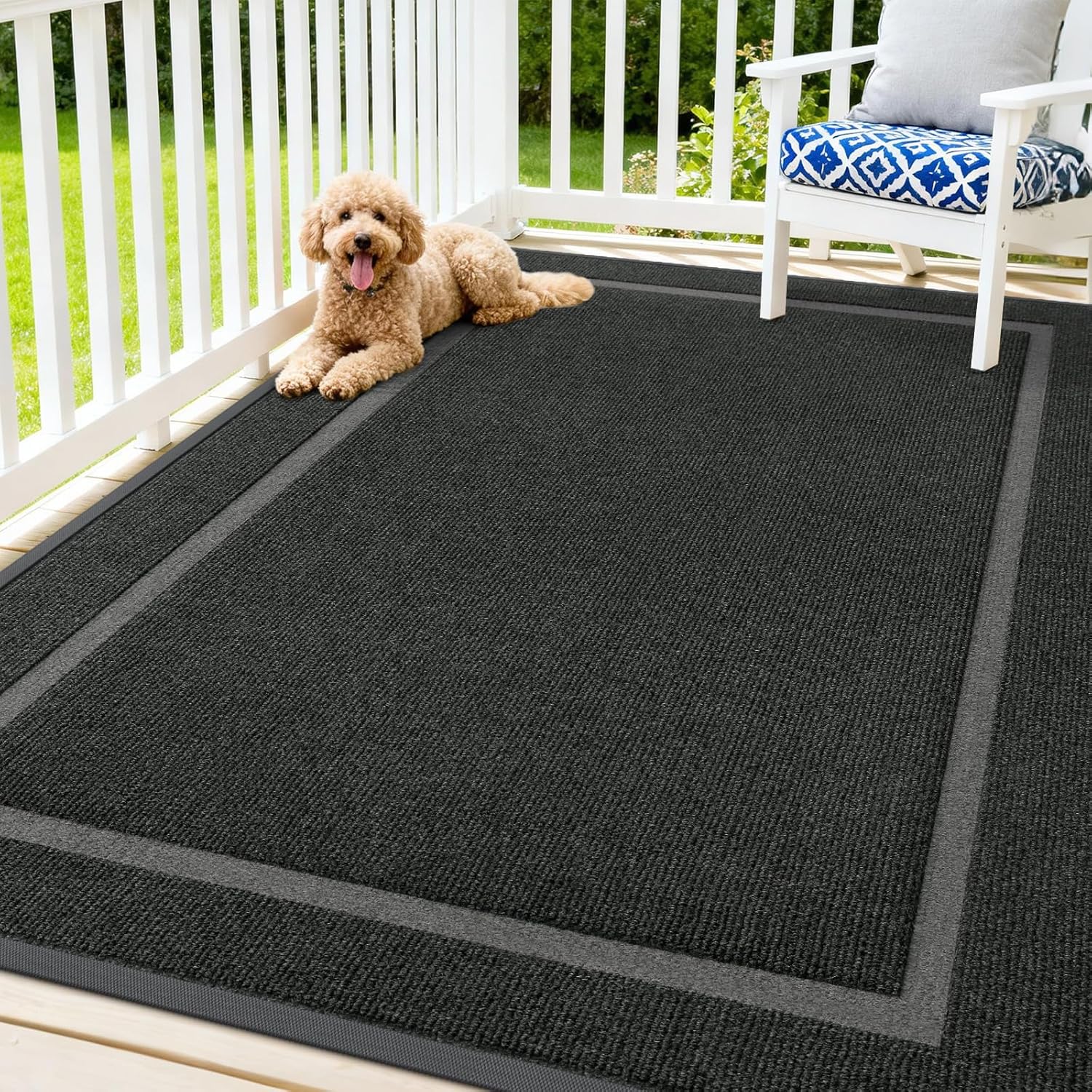 OLANLY Front Door Mat Indoor Outdoor Entrance, Waterproof All-Season, All-Weather Doormat, Sturdy Natural Rubber, Fade Resistant, Low Profile, Easy Clean Patio Porch Entryway Mat, 29.5x17, Beige