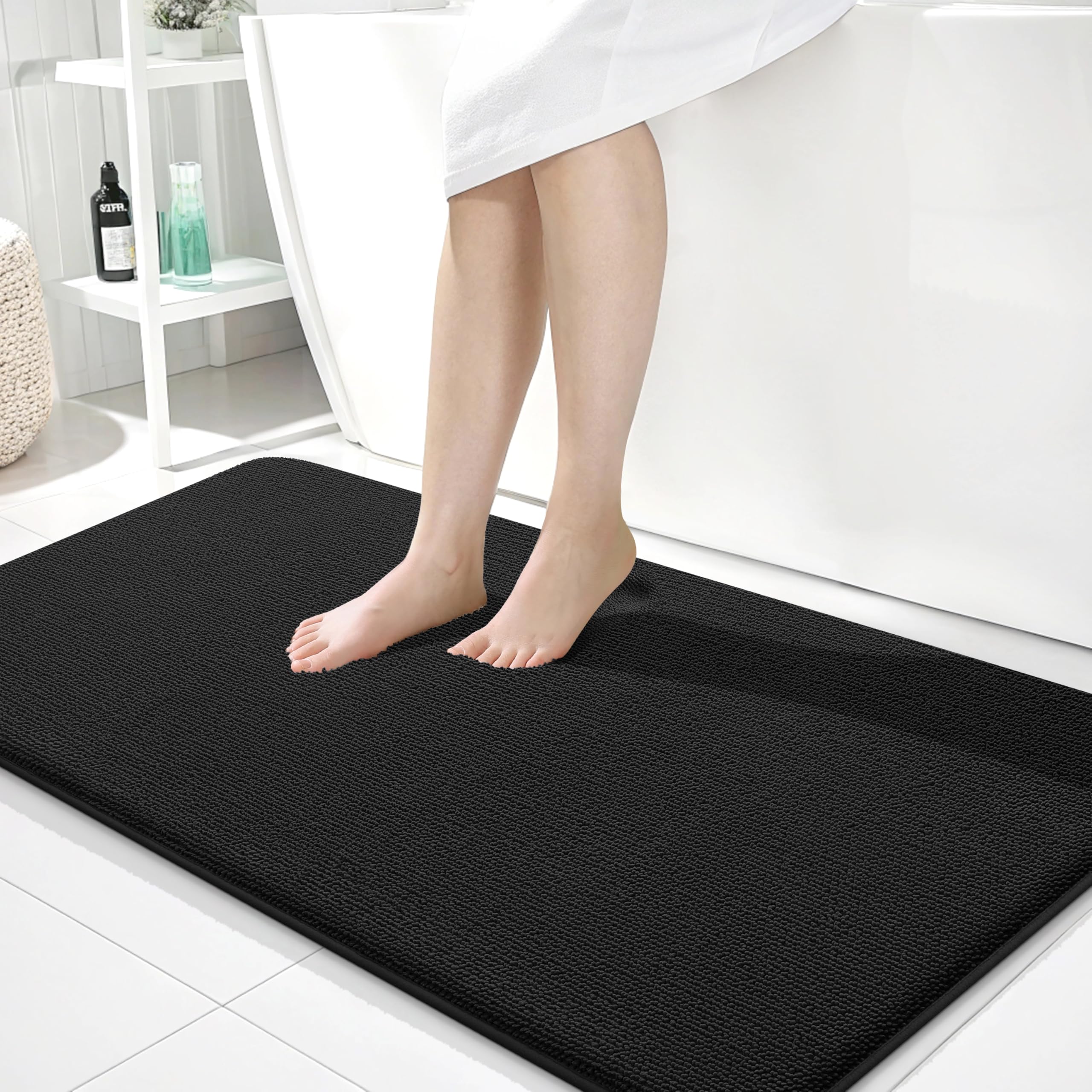 OLANLY Thick Memory Foam Bath Mat Rug 30x20, Extra Soft Absorbent Bathroom Rugs, Quick Dry Bath Mats, Non-Slip, Machine Washable Carpet for Bathroom, Tub and Shower, Home Decor Accessories, Grey